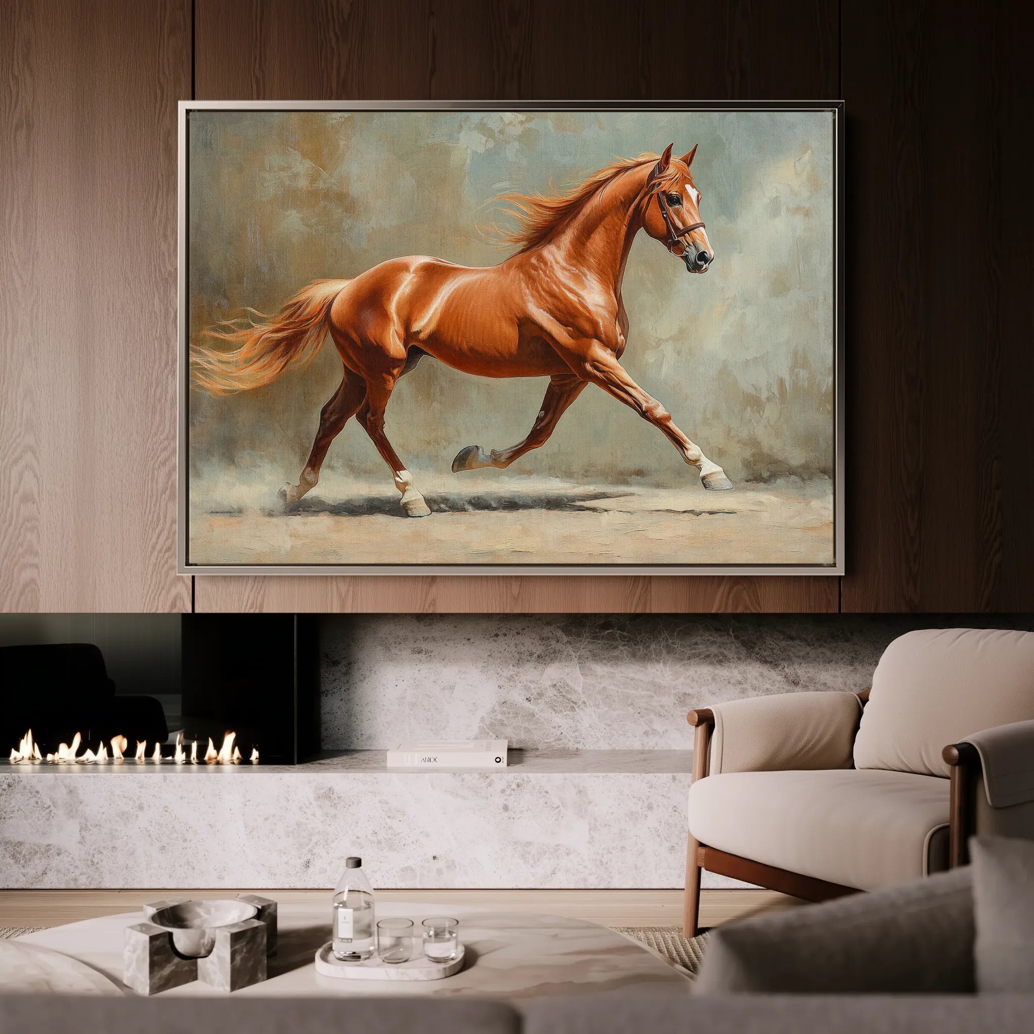 Horses 162 Canvas Art 18" x 24" / 45 x 60 cm / Black