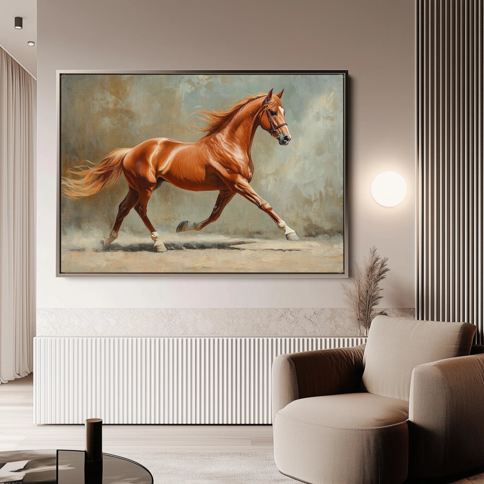 Horses 162 Canvas Art 18" x 24" / 45 x 60 cm / Black