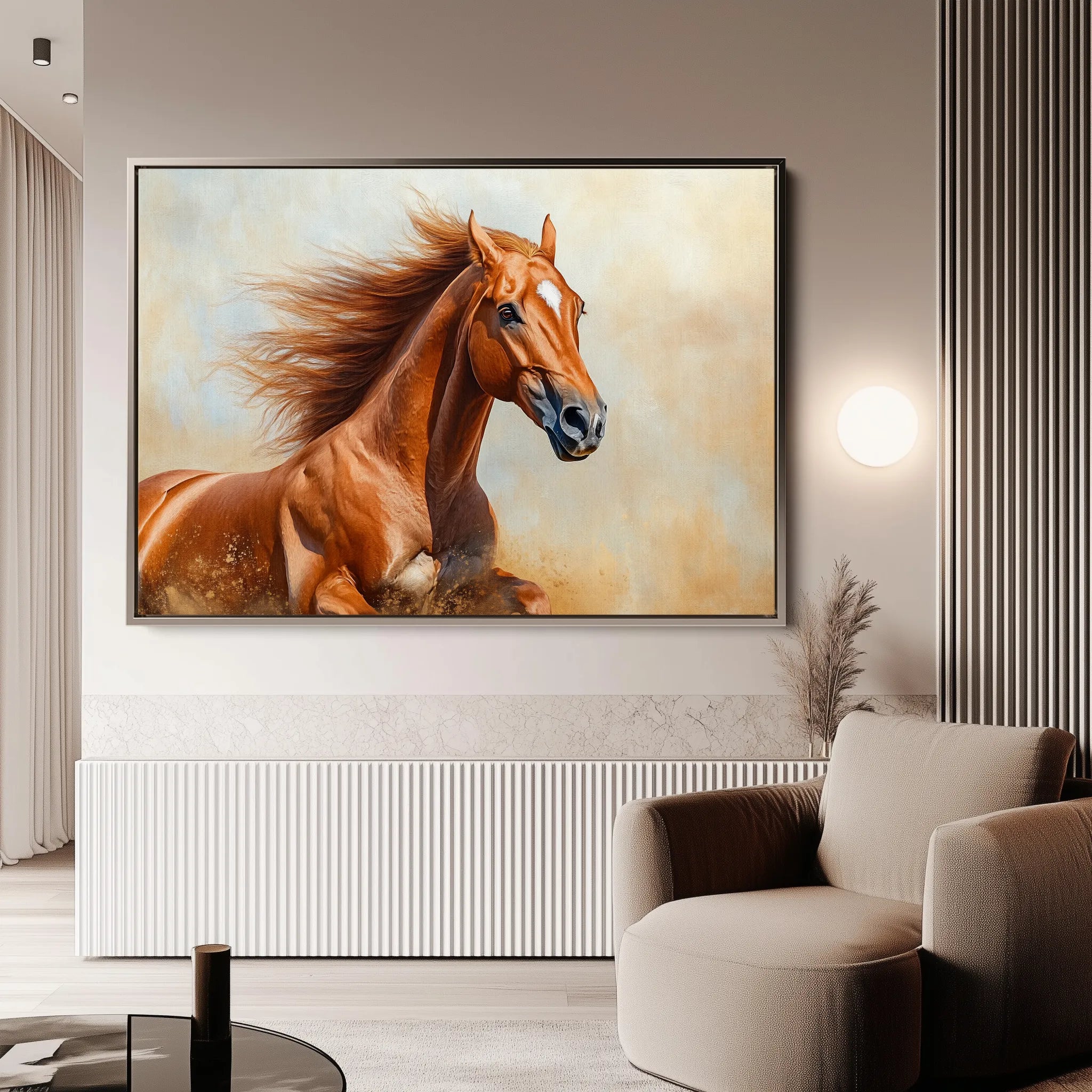 Horses 163 Canvas Art 18" x 24" / 45 x 60 cm / Black