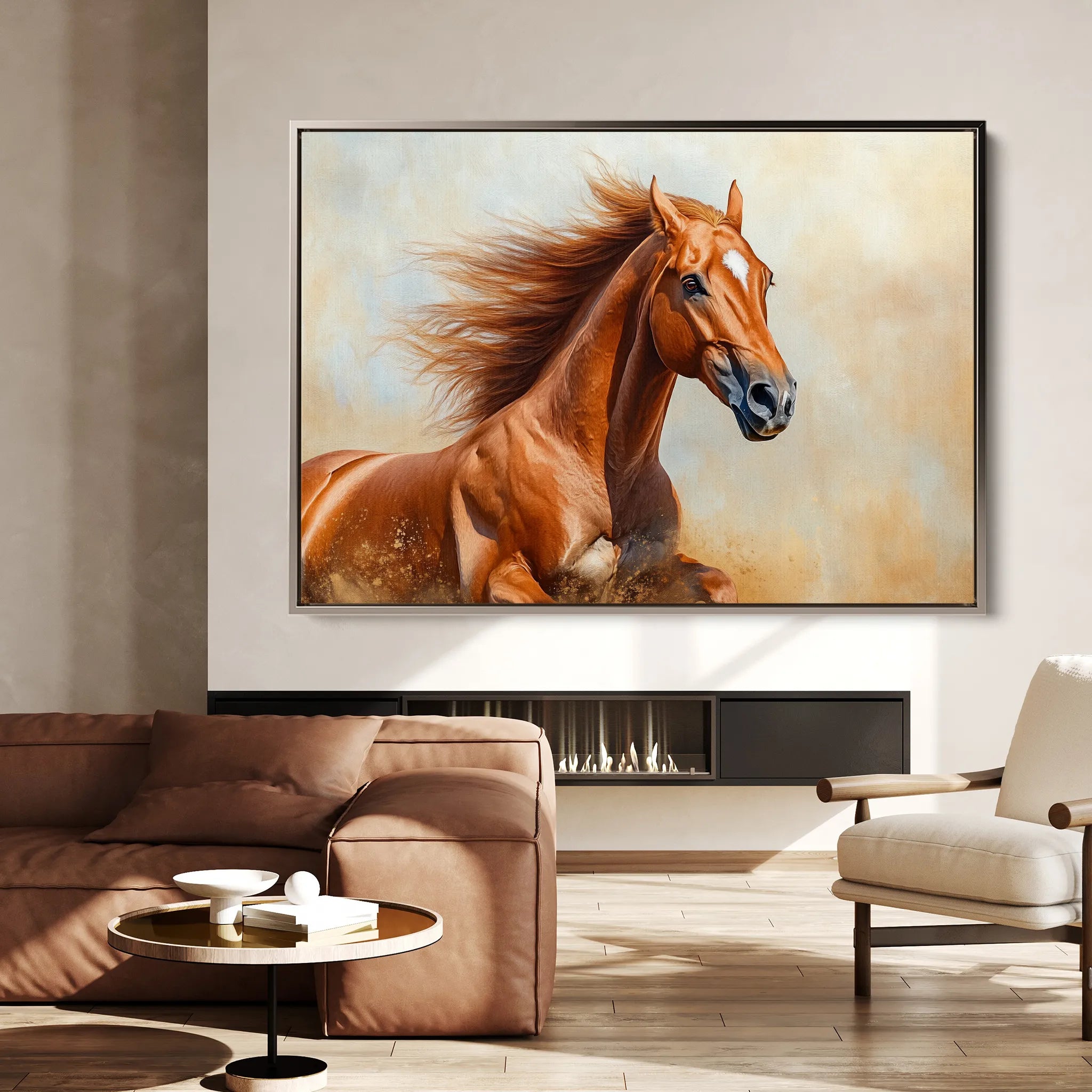 Horses 163 Canvas Art 18" x 24" / 45 x 60 cm / Black