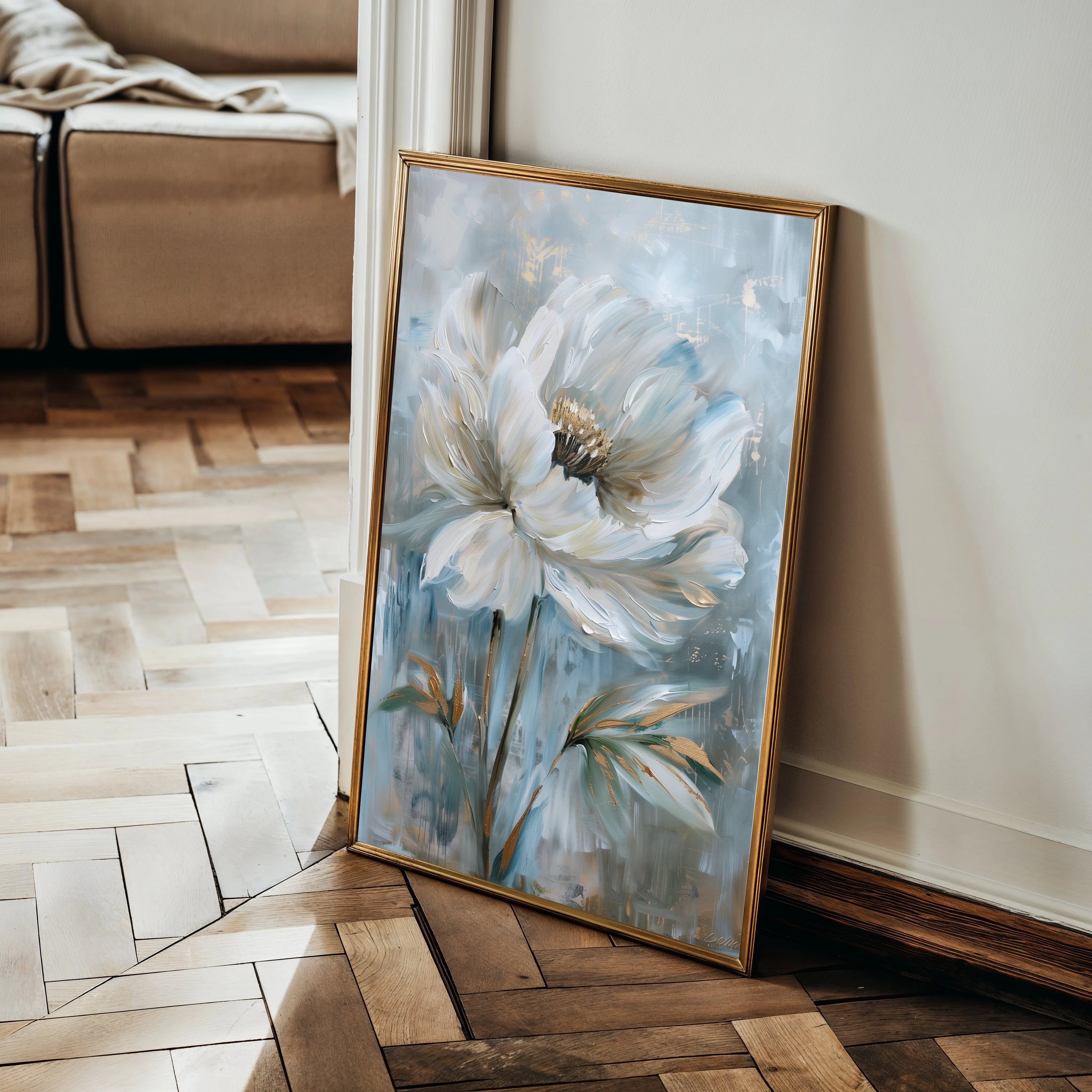 Floral 164 Canvas Art 18" x 24" / 45 x 60 cm / Black