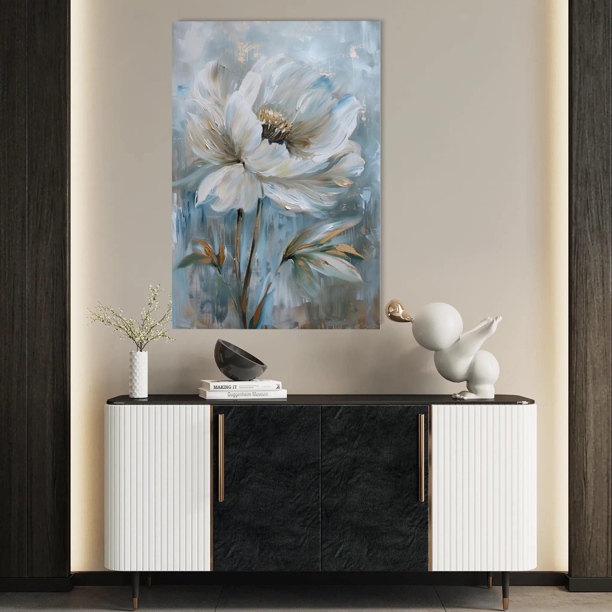 Floral 164 Canvas Art 18" x 24" / 45 x 60 cm / Black