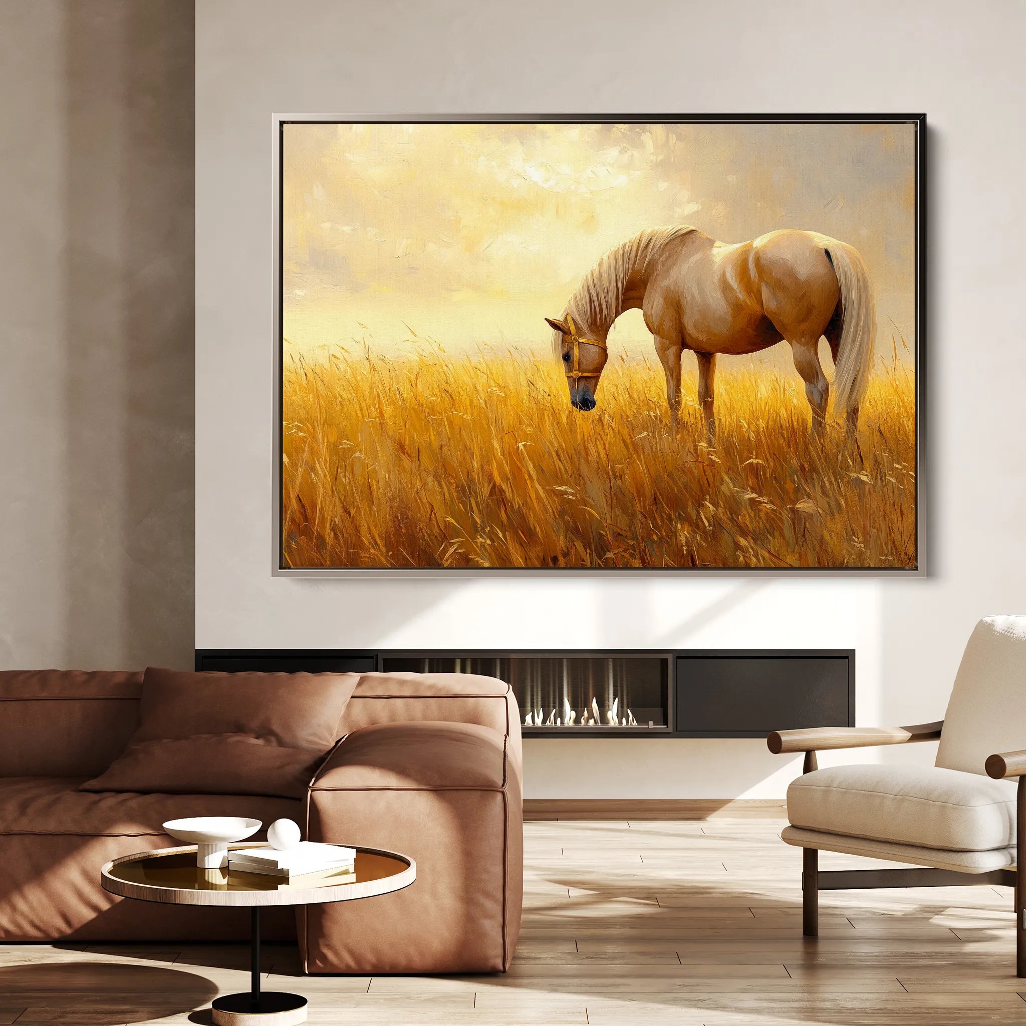 Horses 164 Canvas Art 18" x 24" / 45 x 60 cm / Black