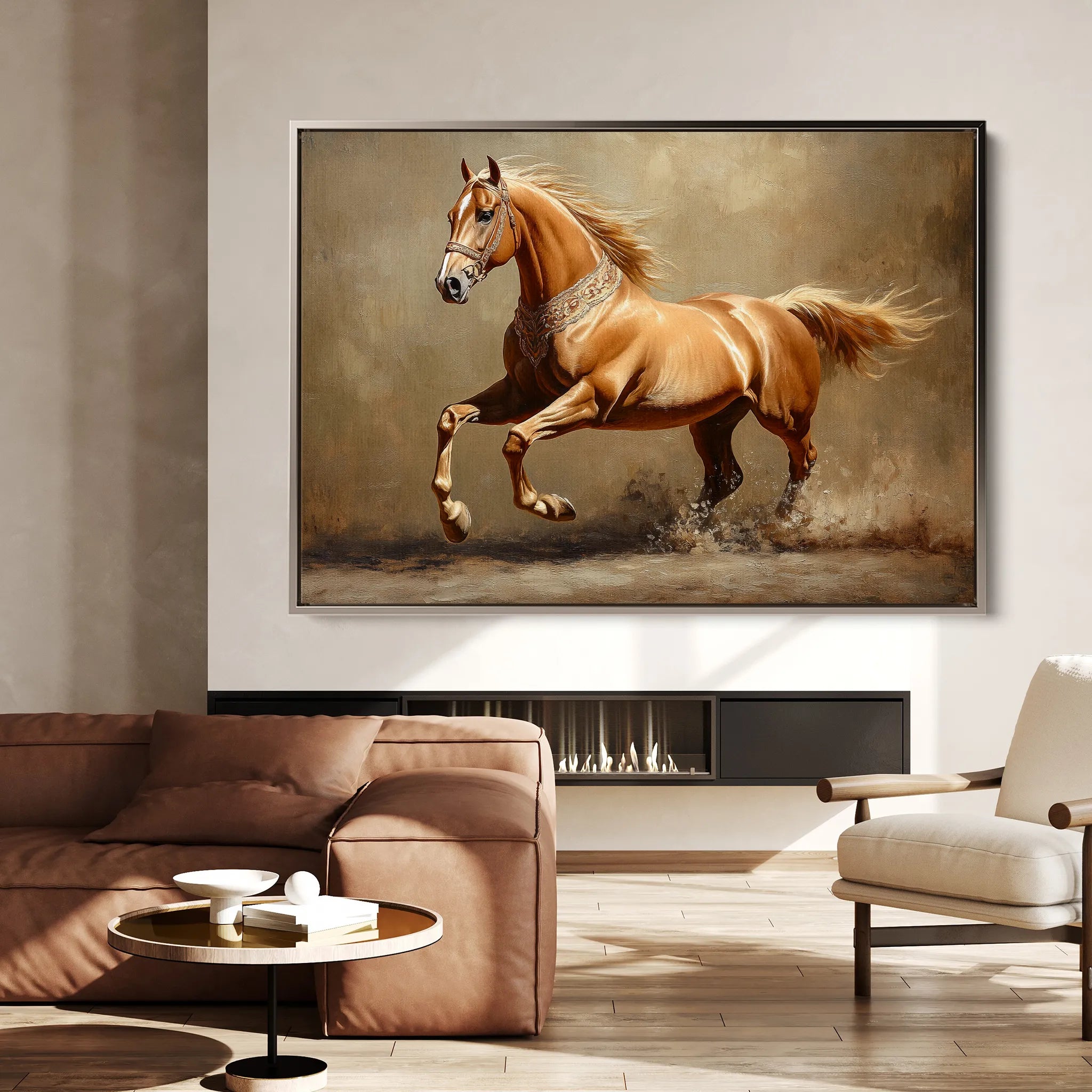 Horses 165 Canvas Art 18" x 24" / 45 x 60 cm / Black