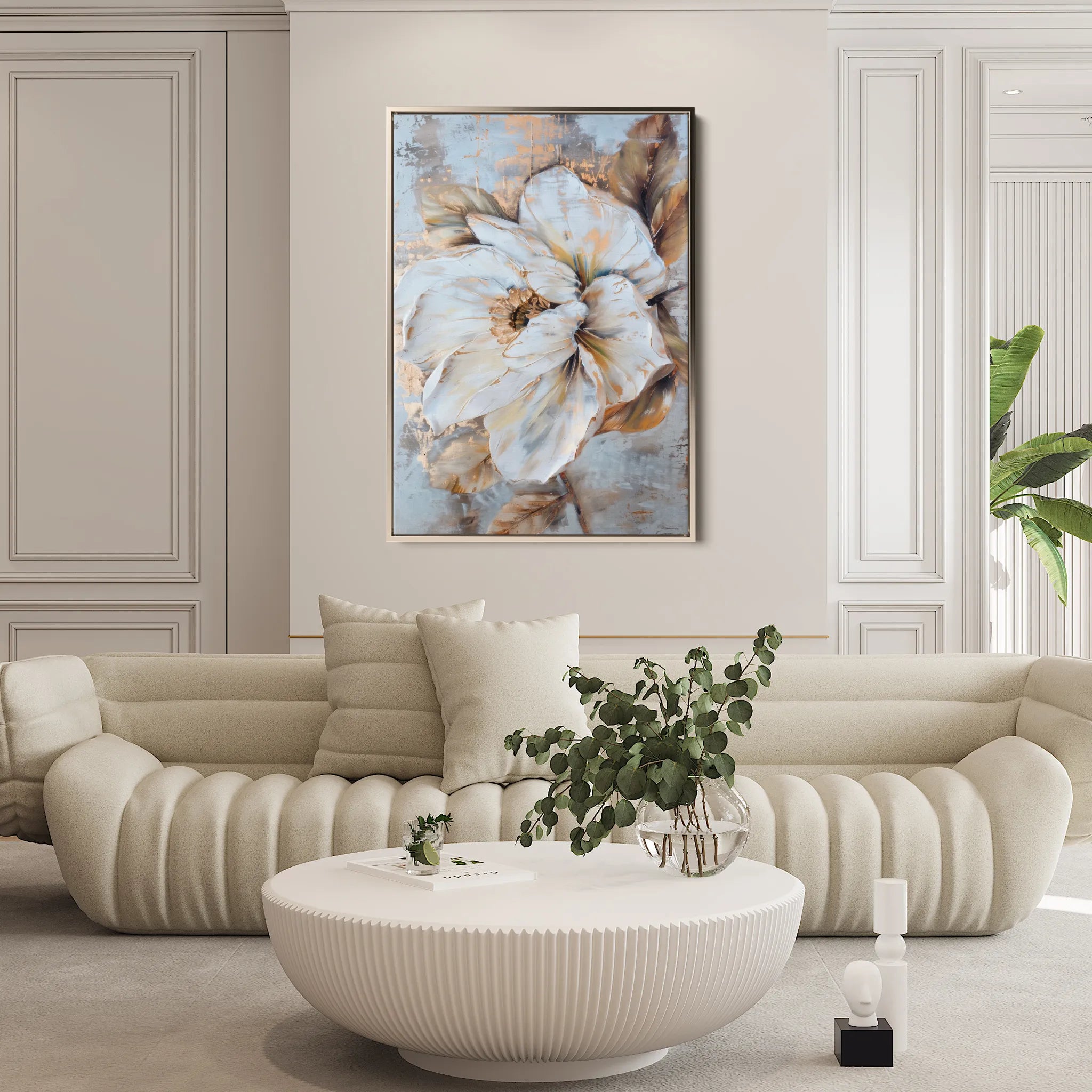 Floral 166 Canvas Art 18" x 24" / 45 x 60 cm / Black