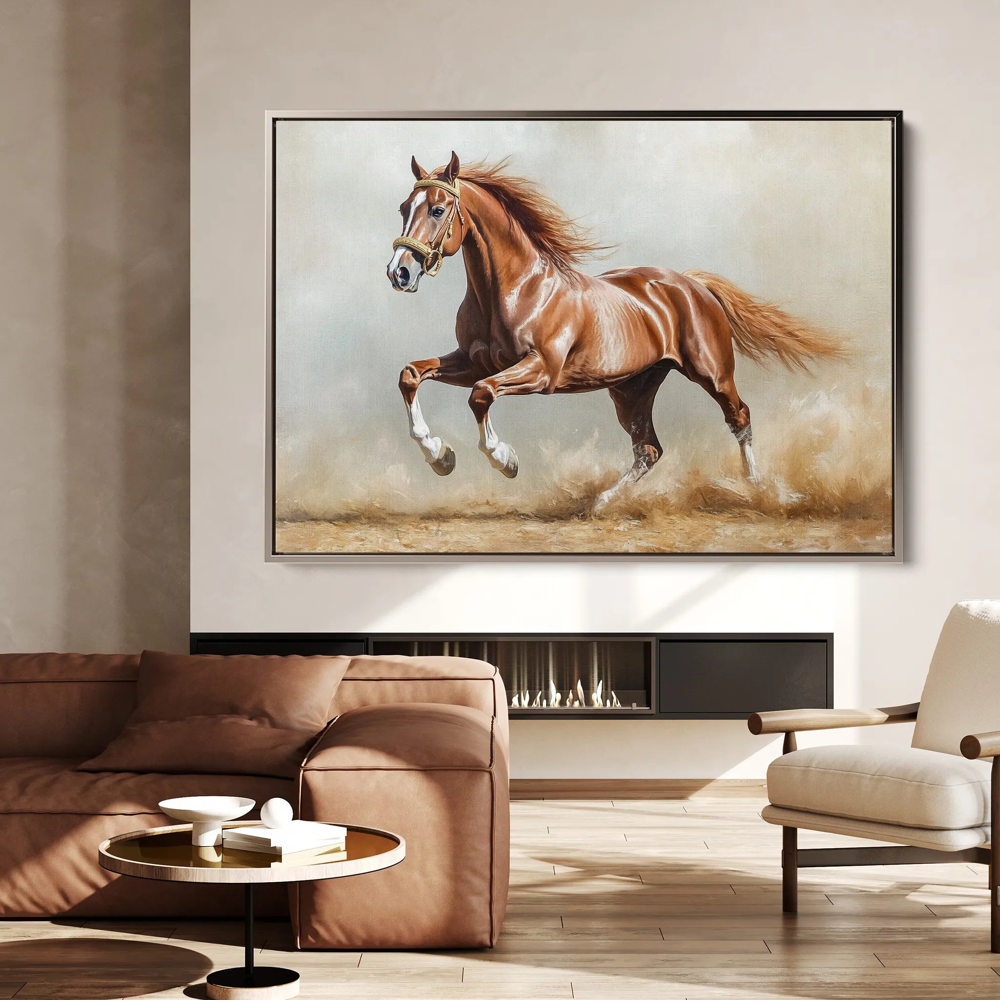 Horses 166 Canvas Art 18" x 24" / 45 x 60 cm / Black