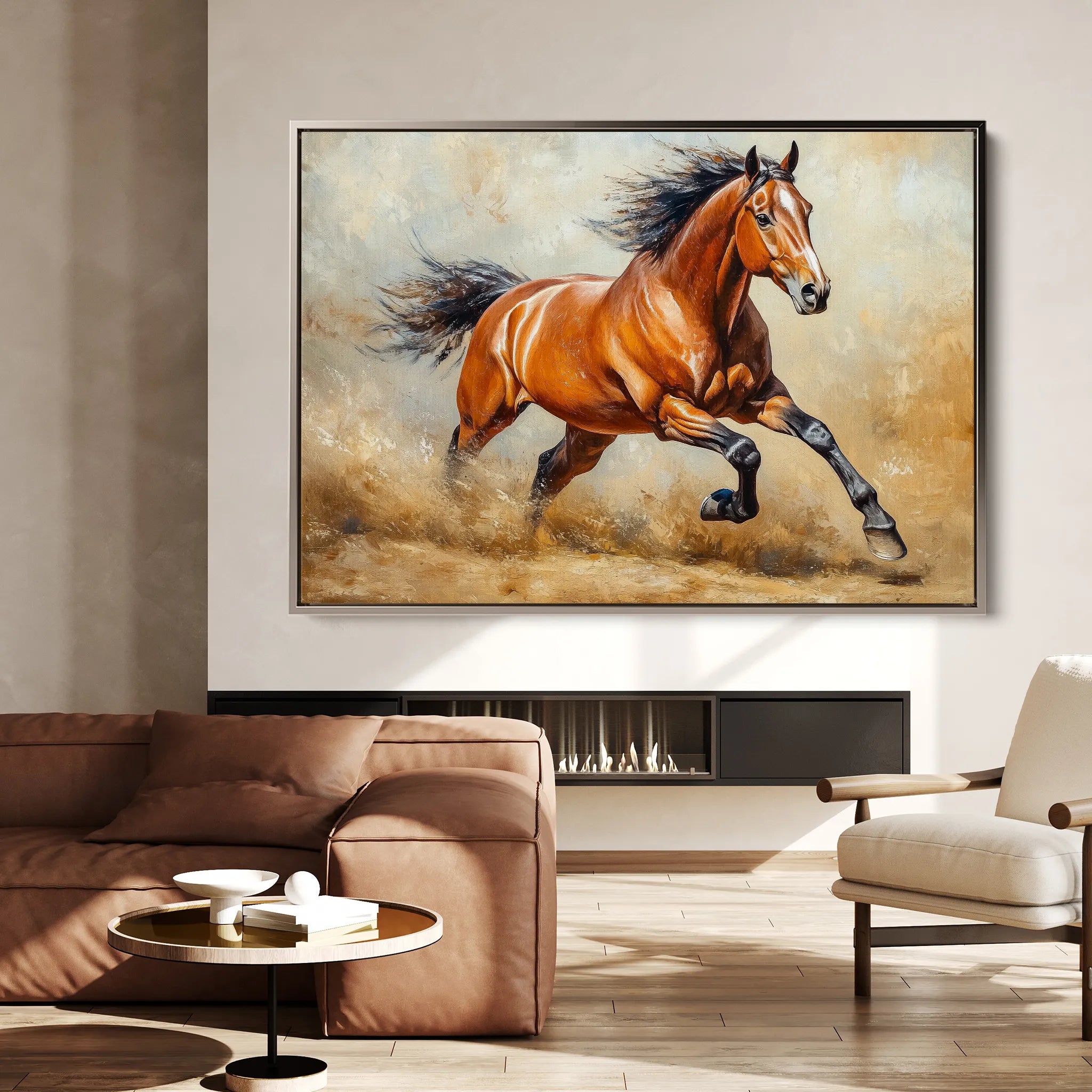Horses 168 Canvas Art 18" x 24" / 45 x 60 cm / Black