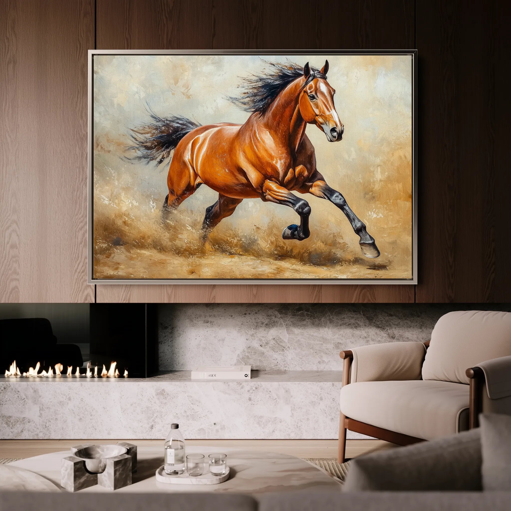 Horses 168 Canvas Art 18" x 24" / 45 x 60 cm / Black