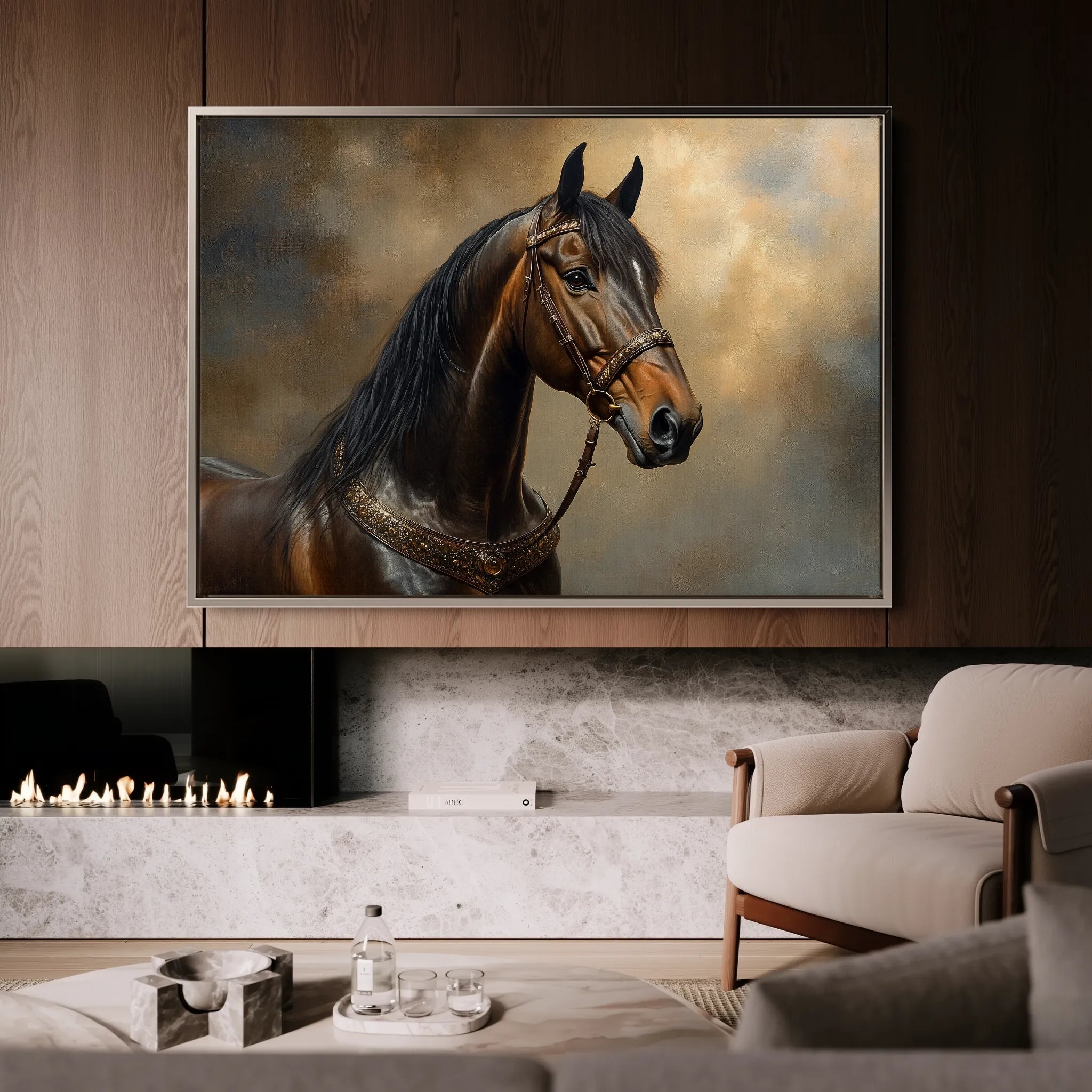 Horses 169 Canvas Art 18" x 24" / 45 x 60 cm / Black