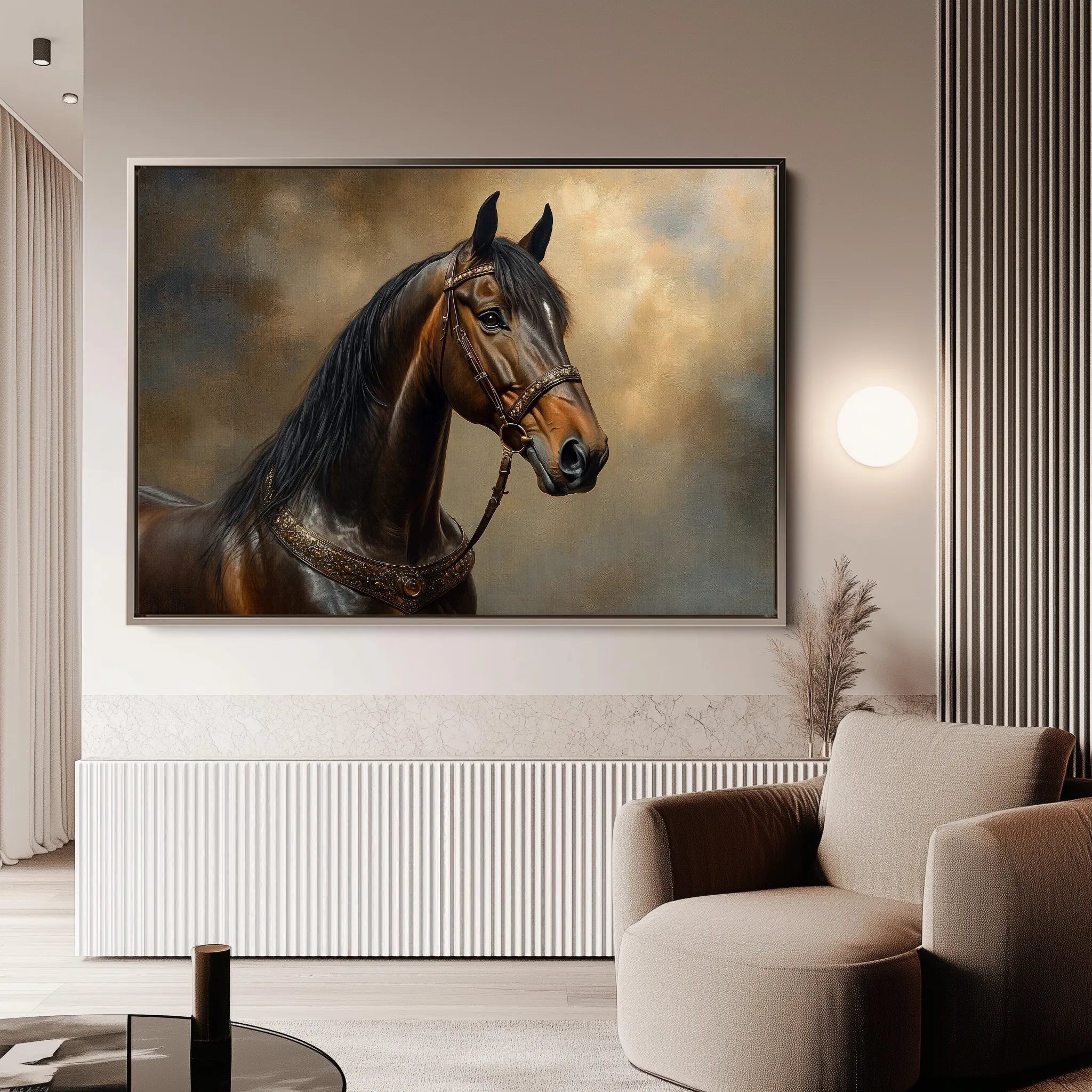 Horses 169 Canvas Art 18" x 24" / 45 x 60 cm / Black
