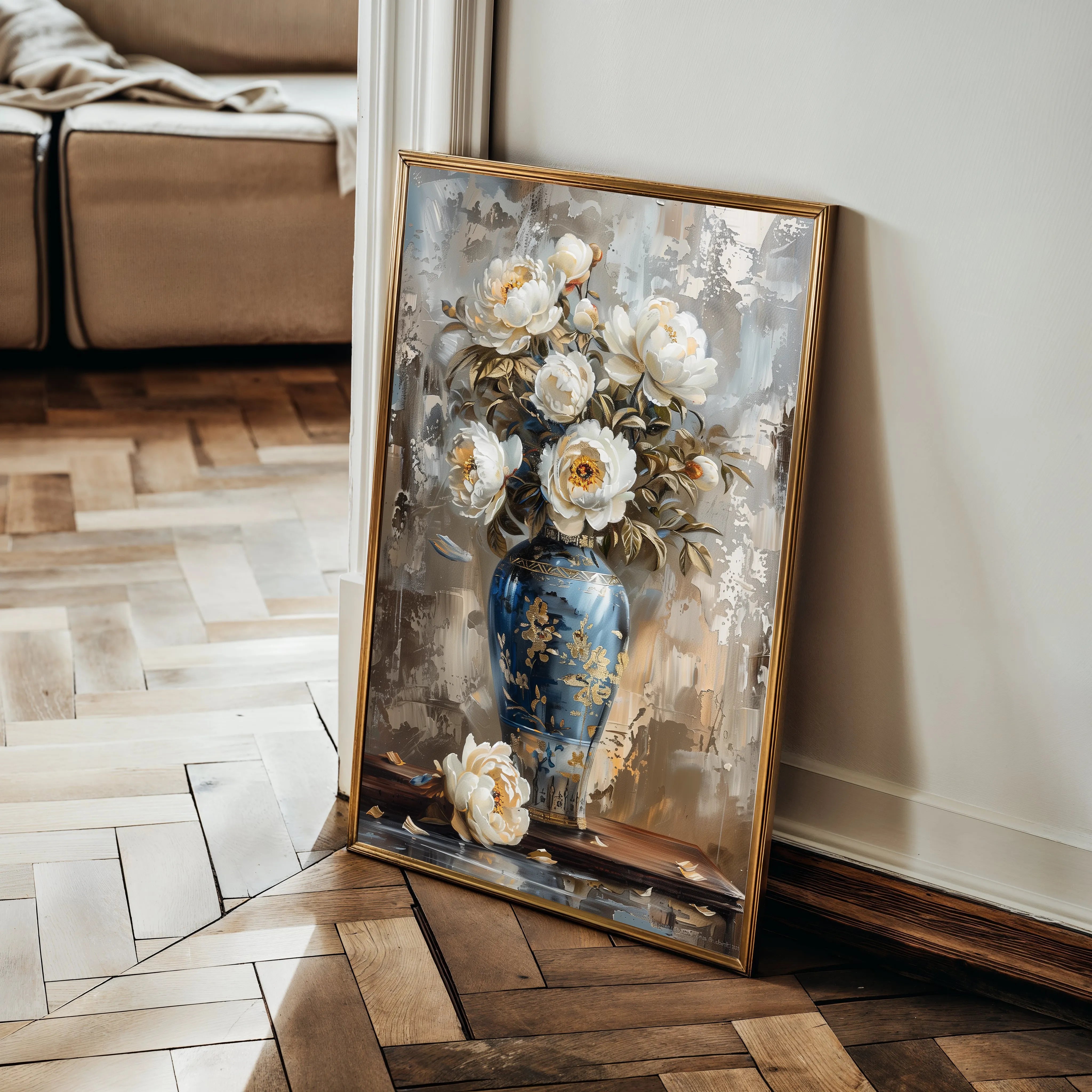 Floral 170 Canvas Art 18" x 24" / 45 x 60 cm / Black