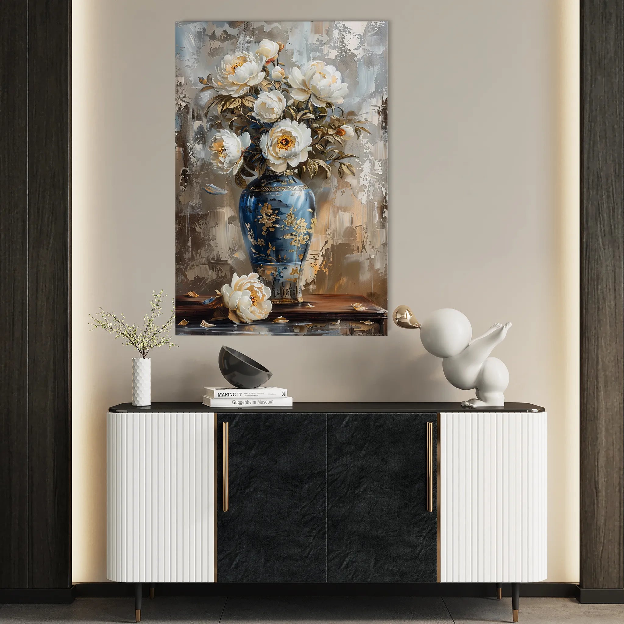 Floral 170 Canvas Art 18" x 24" / 45 x 60 cm / Black