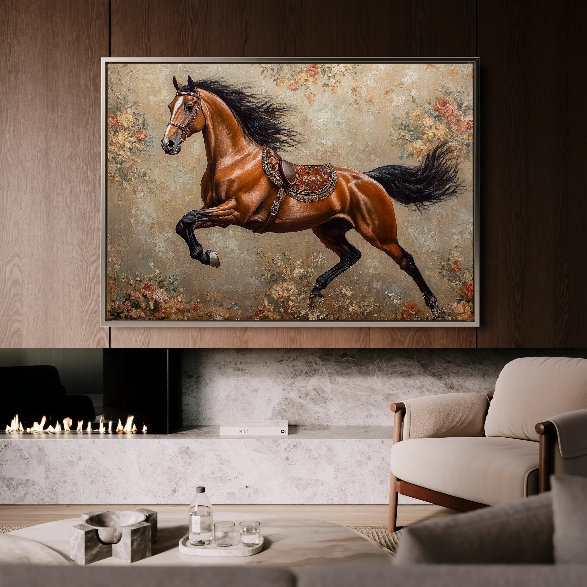 Horses 170 Canvas Art 18" x 24" / 45 x 60 cm / Black