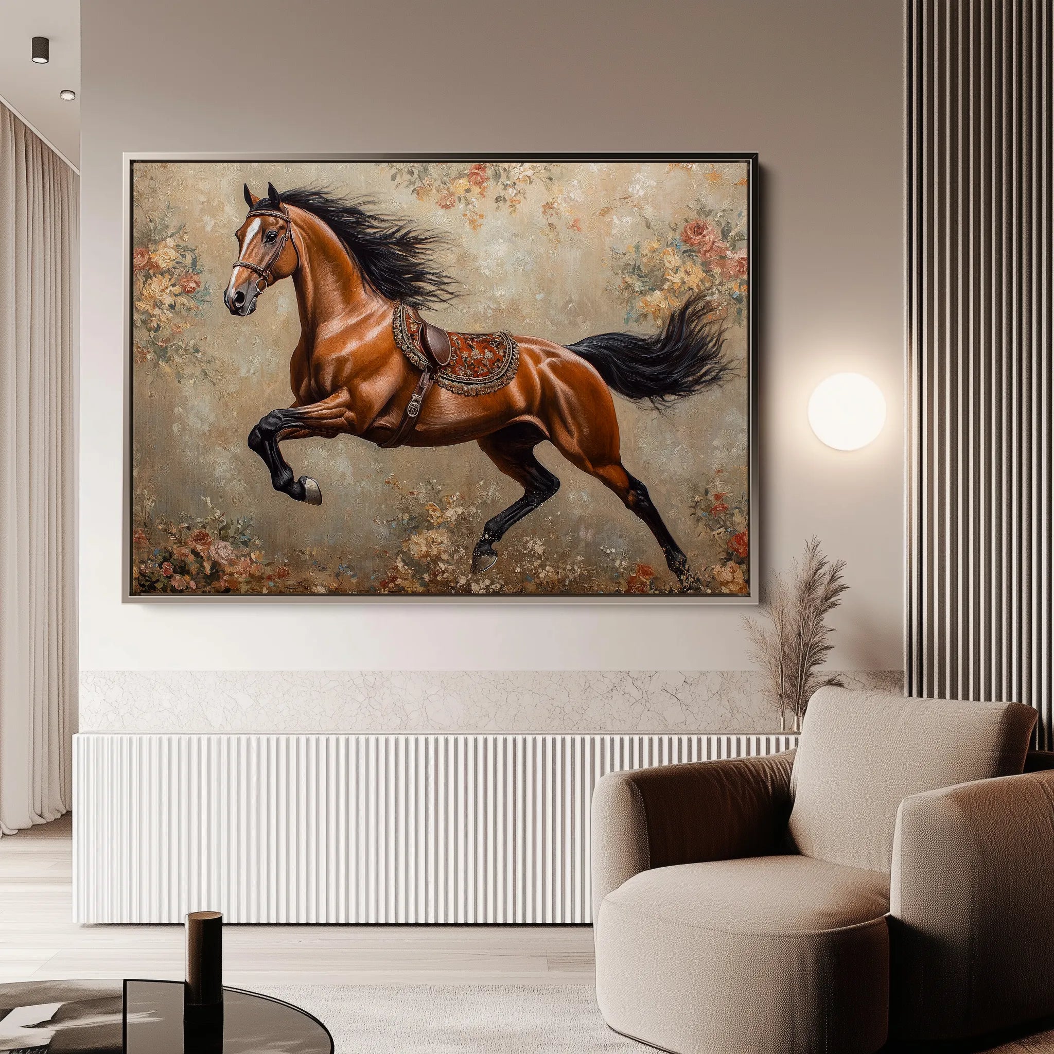Horses 170 Canvas Art 18" x 24" / 45 x 60 cm / Black