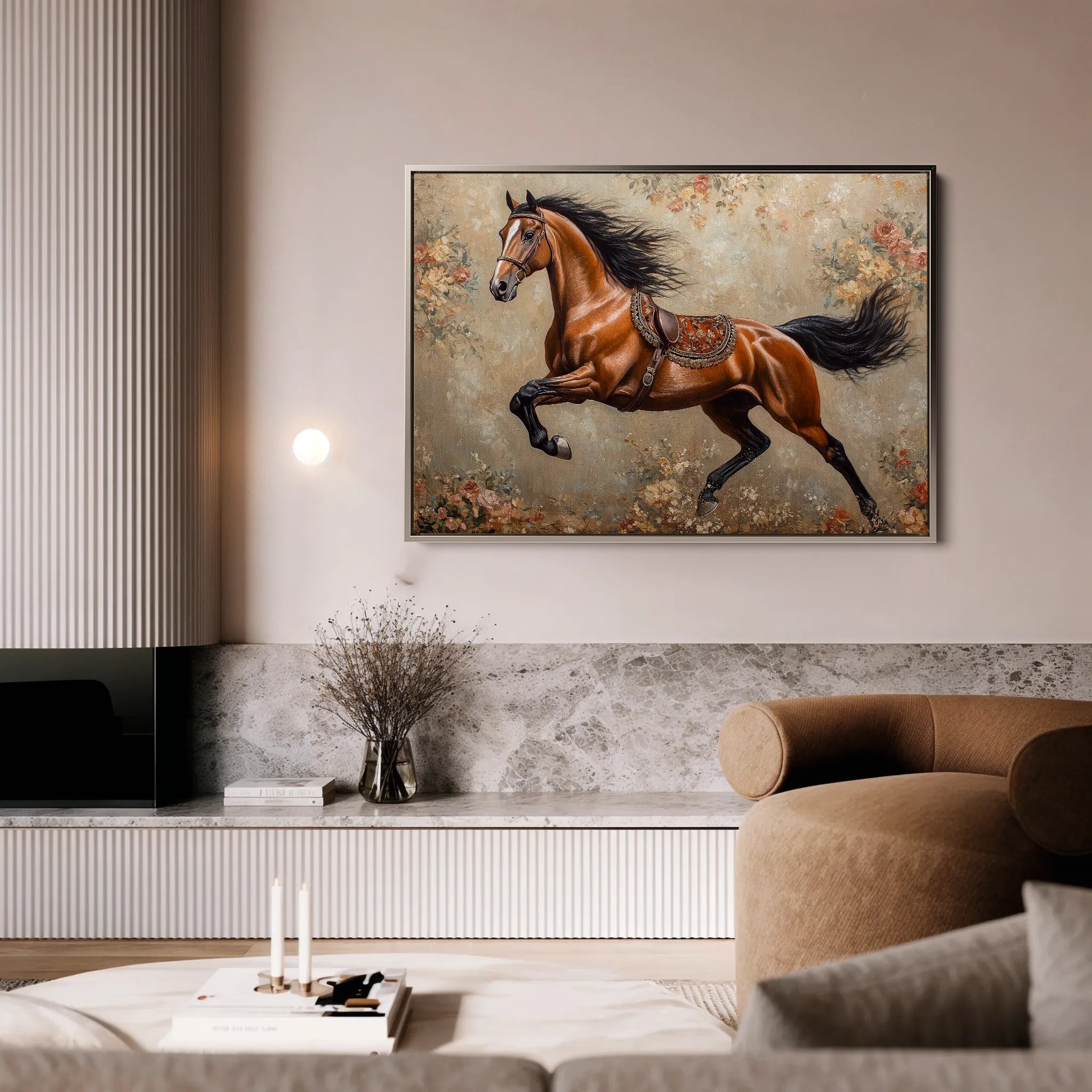 Horses 170 Canvas Art 18" x 24" / 45 x 60 cm / Black