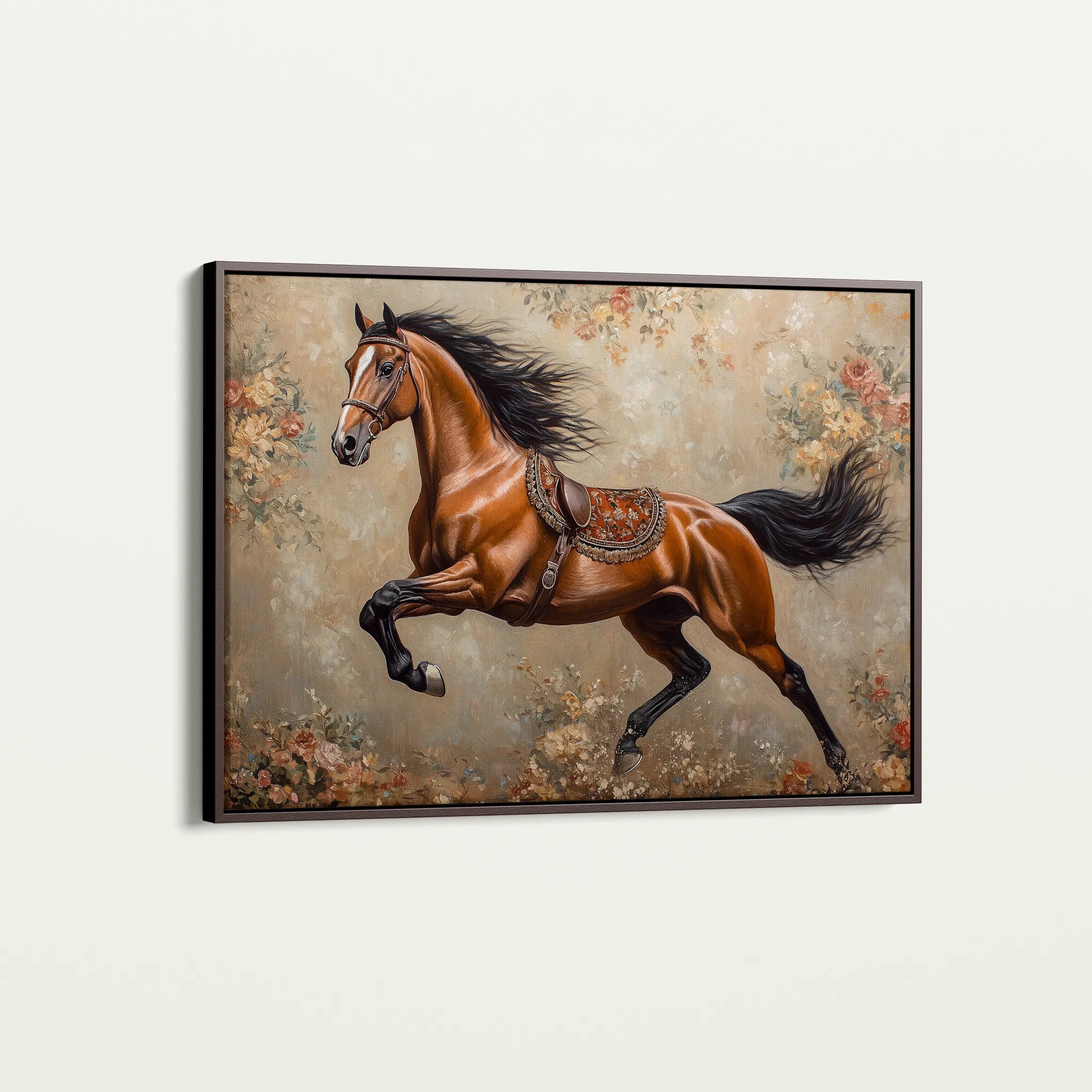Horses 170 Canvas Art 18" x 24" / 45 x 60 cm / Black