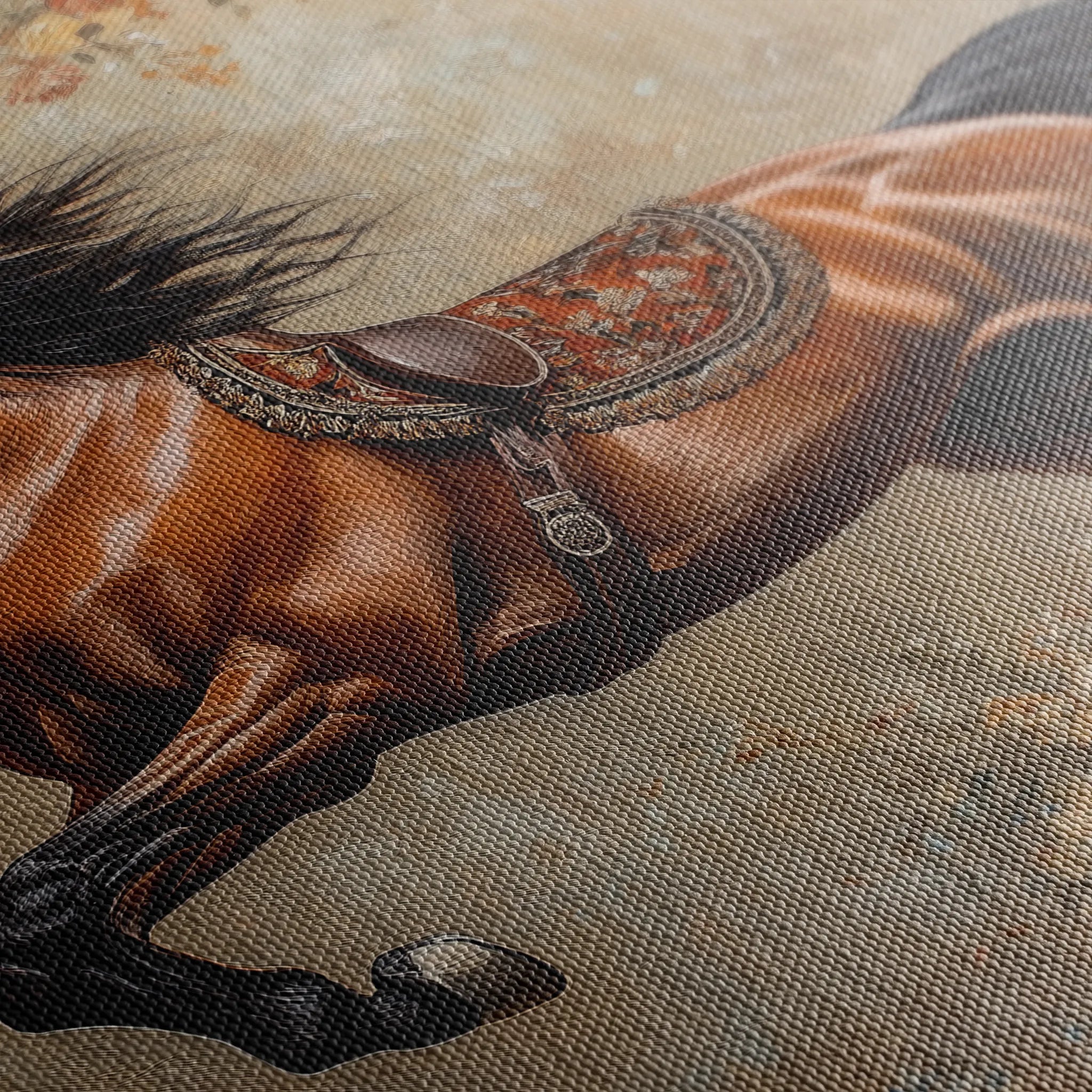 Horses 170 Canvas Art 18" x 24" / 45 x 60 cm / Black