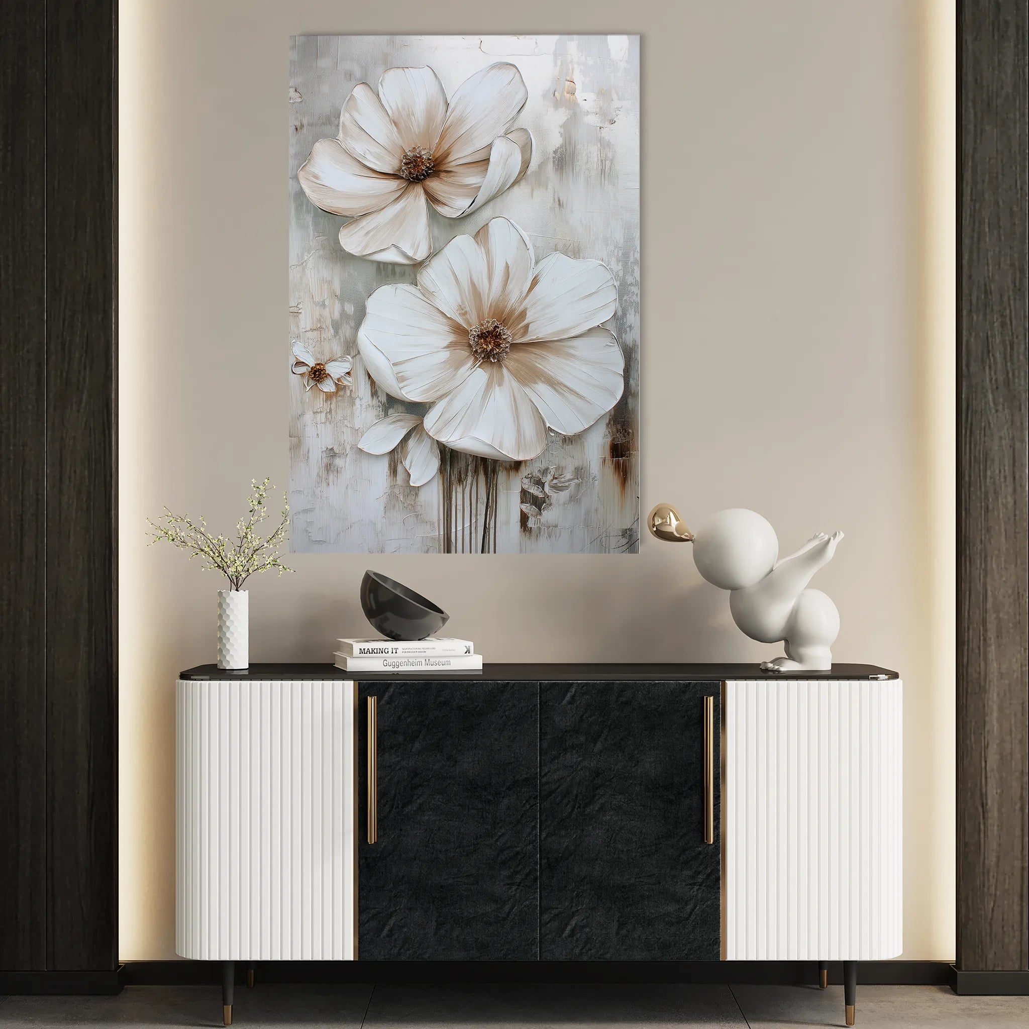 Floral 171 Canvas Art 18" x 24" / 45 x 60 cm / Black