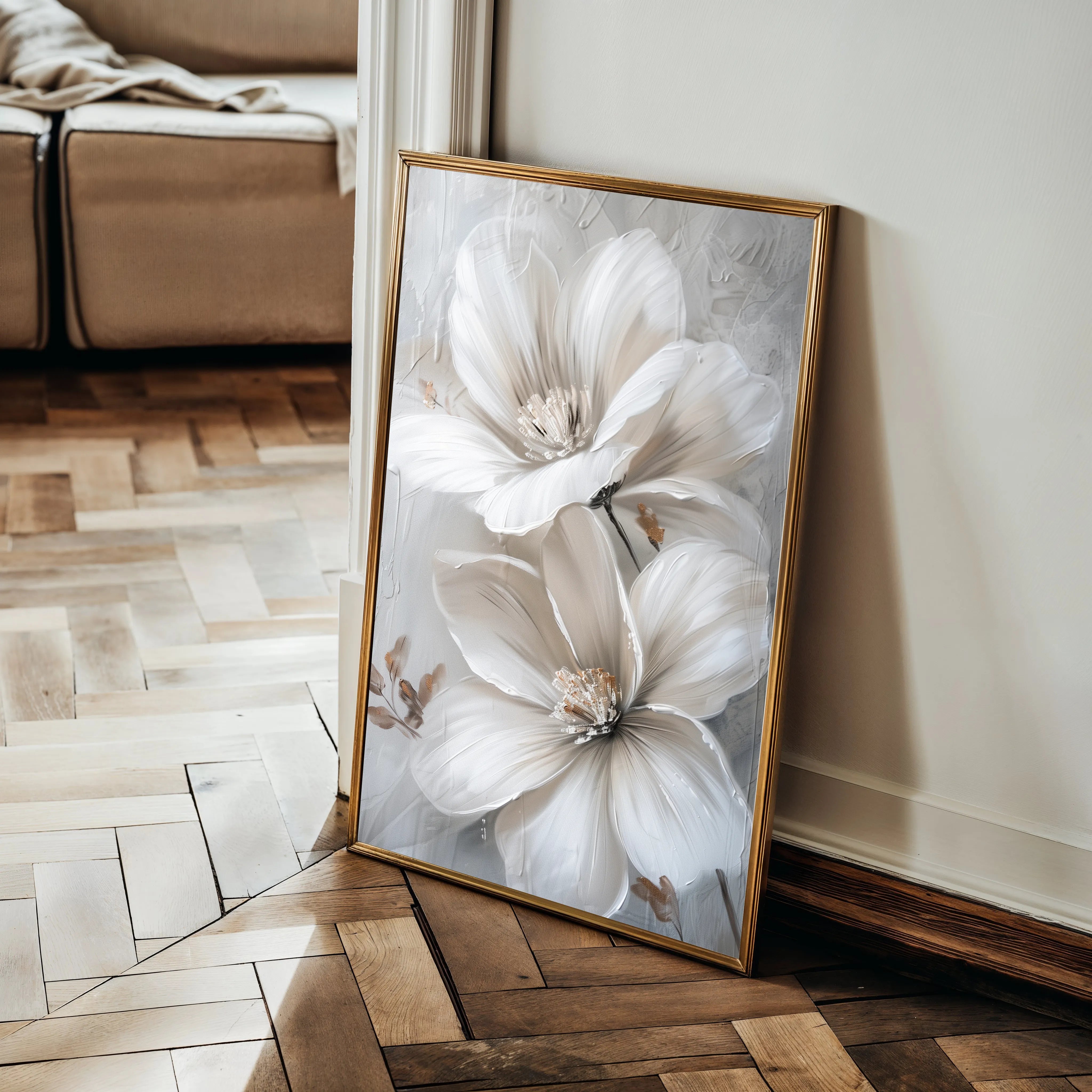 Floral 172 Canvas Art 18" x 24" / 45 x 60 cm / Black