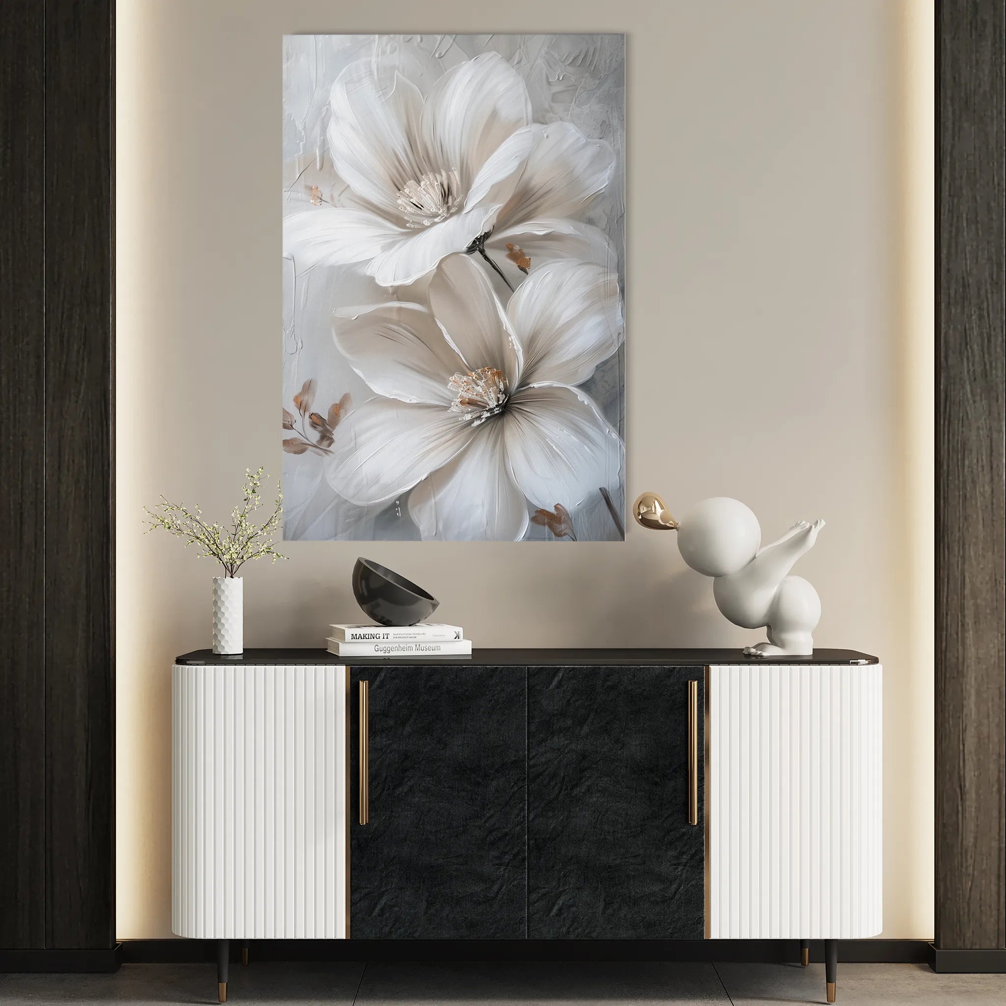 Floral 172 Canvas Art 18" x 24" / 45 x 60 cm / Black