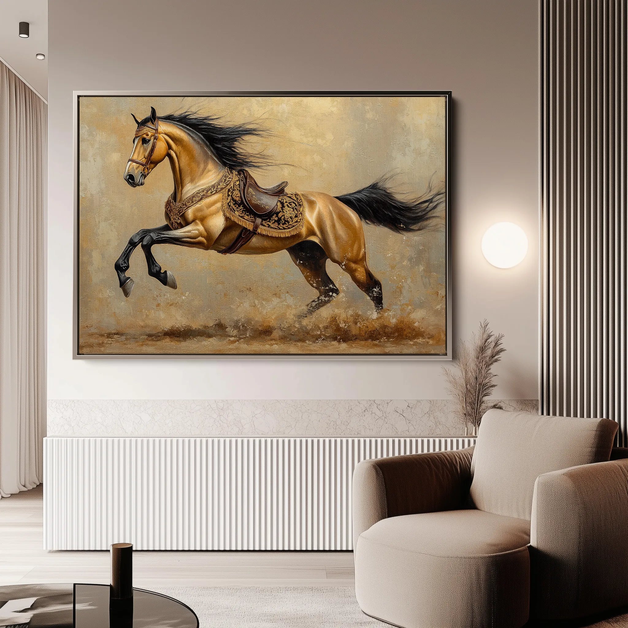 Horses 172 Canvas Art 18" x 24" / 45 x 60 cm / Black