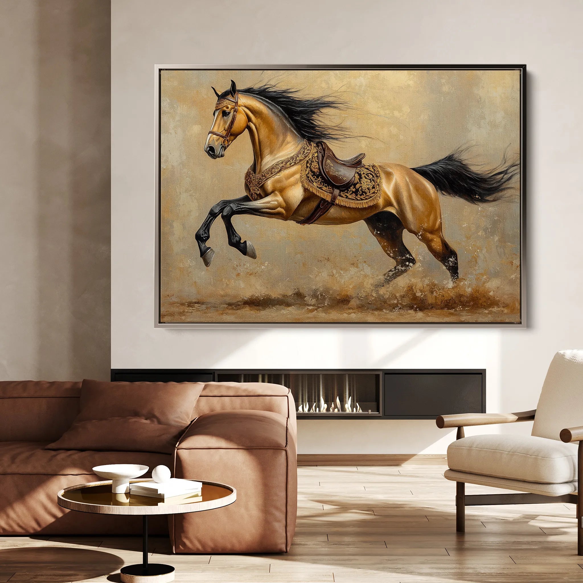 Horses 172 Canvas Art 18" x 24" / 45 x 60 cm / Black