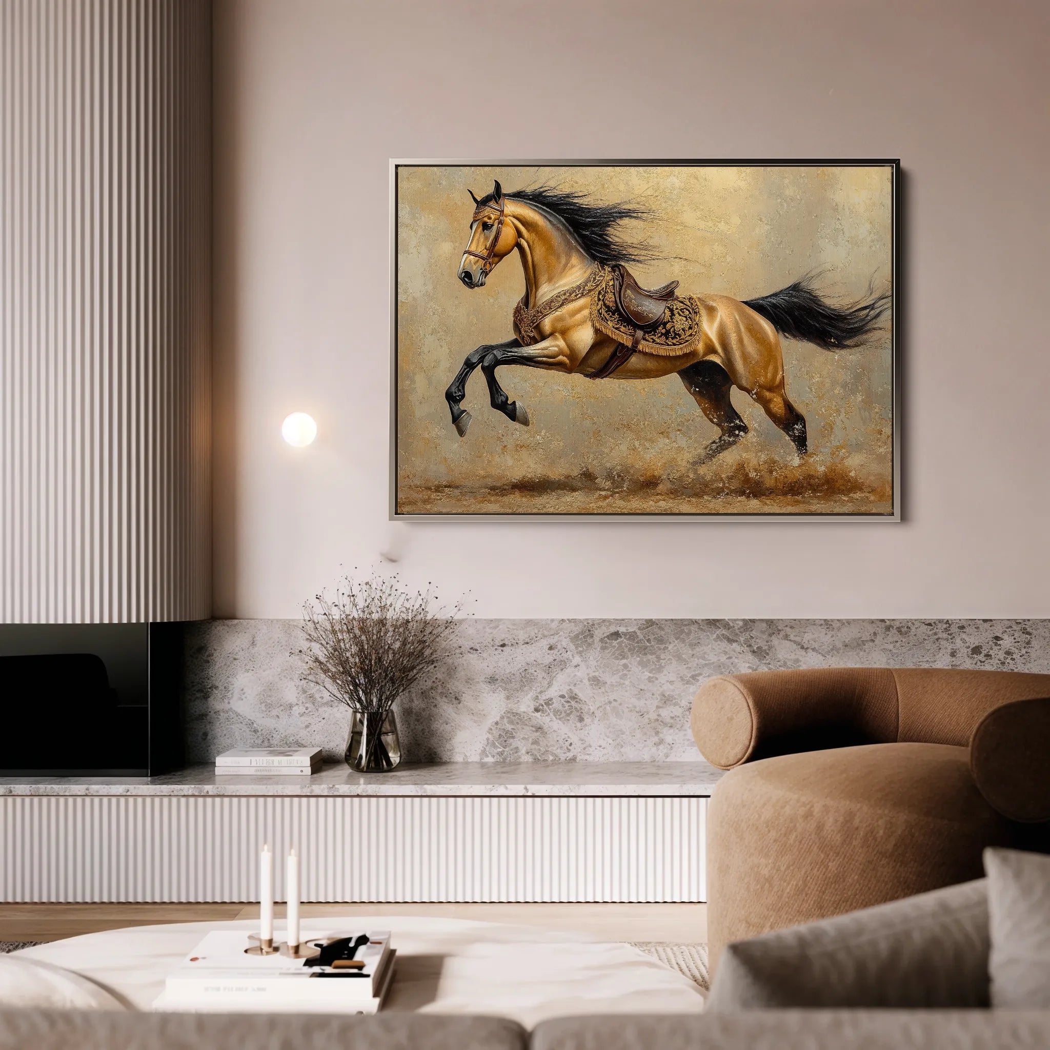 Horses 172 Canvas Art 18" x 24" / 45 x 60 cm / Black