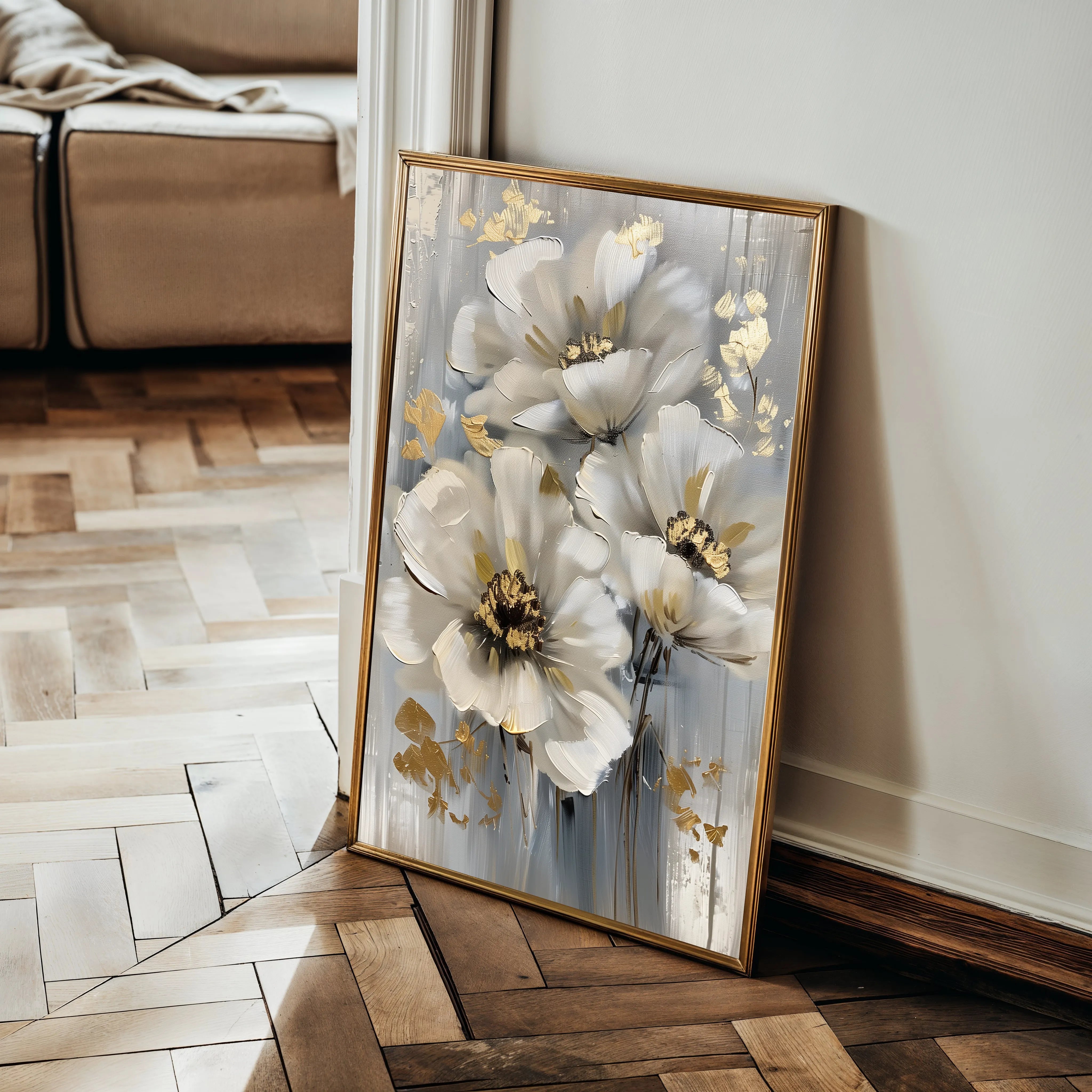 Floral 173 Canvas Art 18" x 24" / 45 x 60 cm / Black