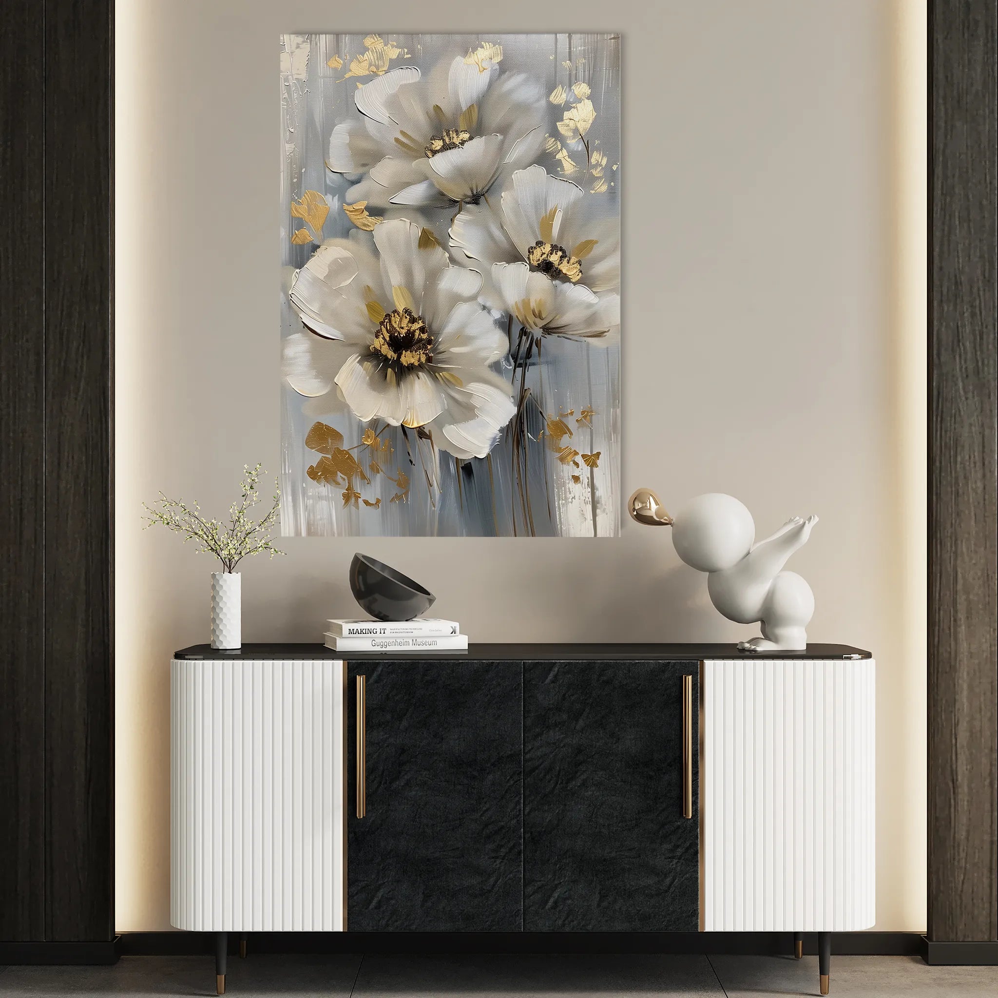 Floral 173 Canvas Art 18" x 24" / 45 x 60 cm / Black