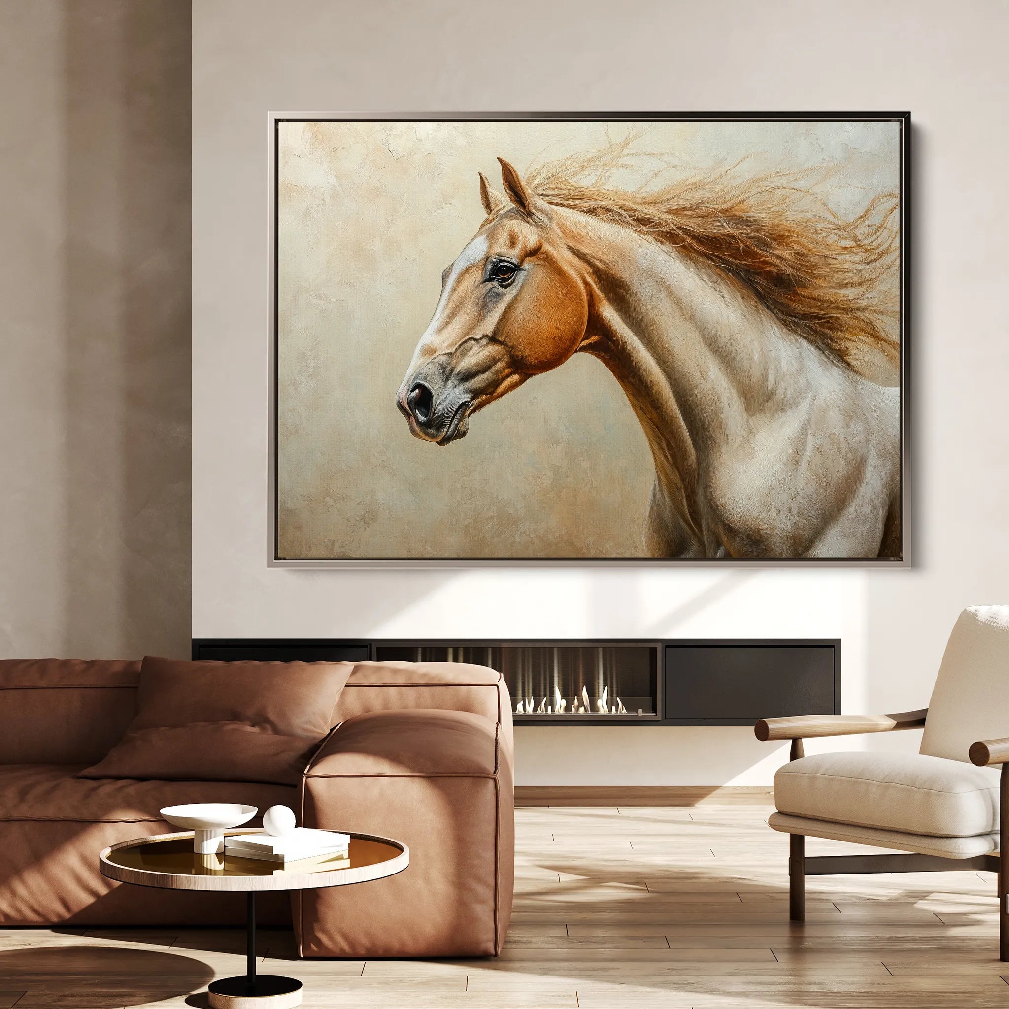 Horses 173 Canvas Art 18" x 24" / 45 x 60 cm / Black
