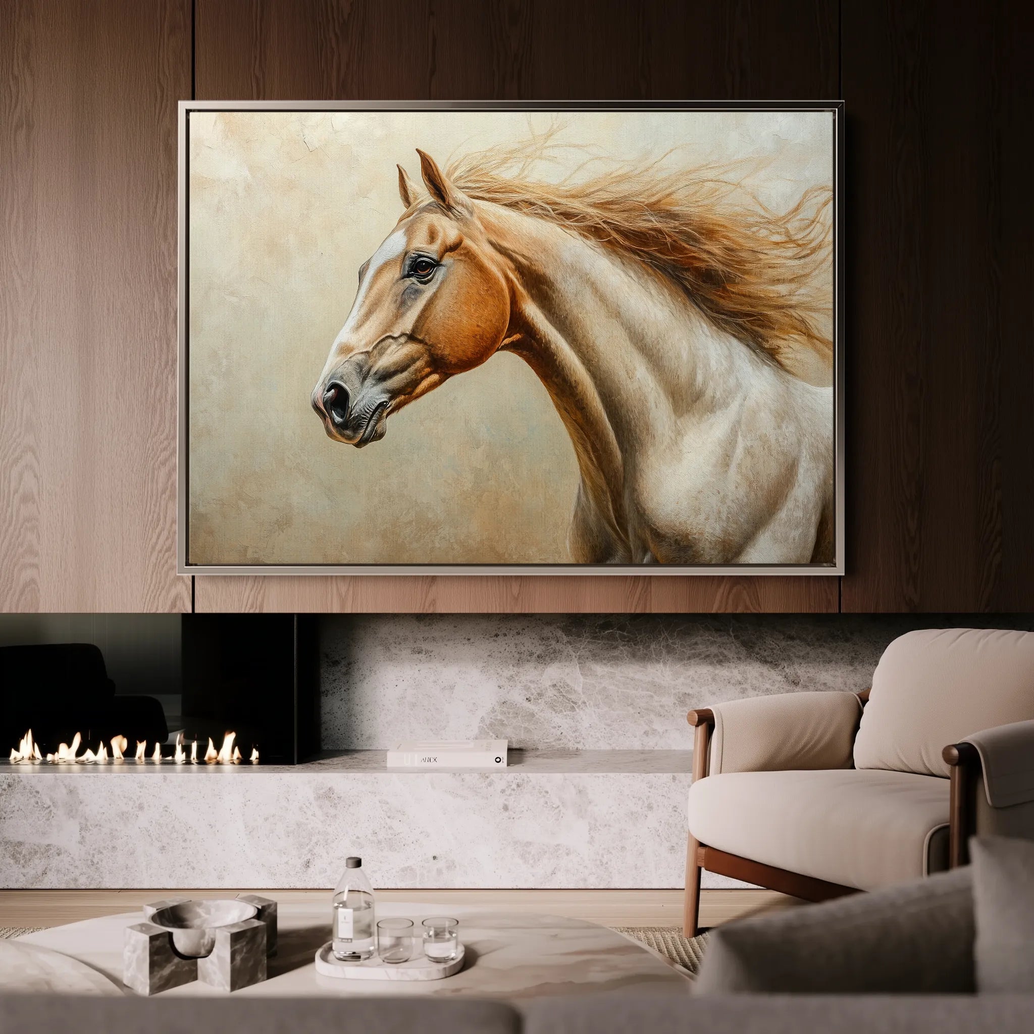Horses 173 Canvas Art 18" x 24" / 45 x 60 cm / Black