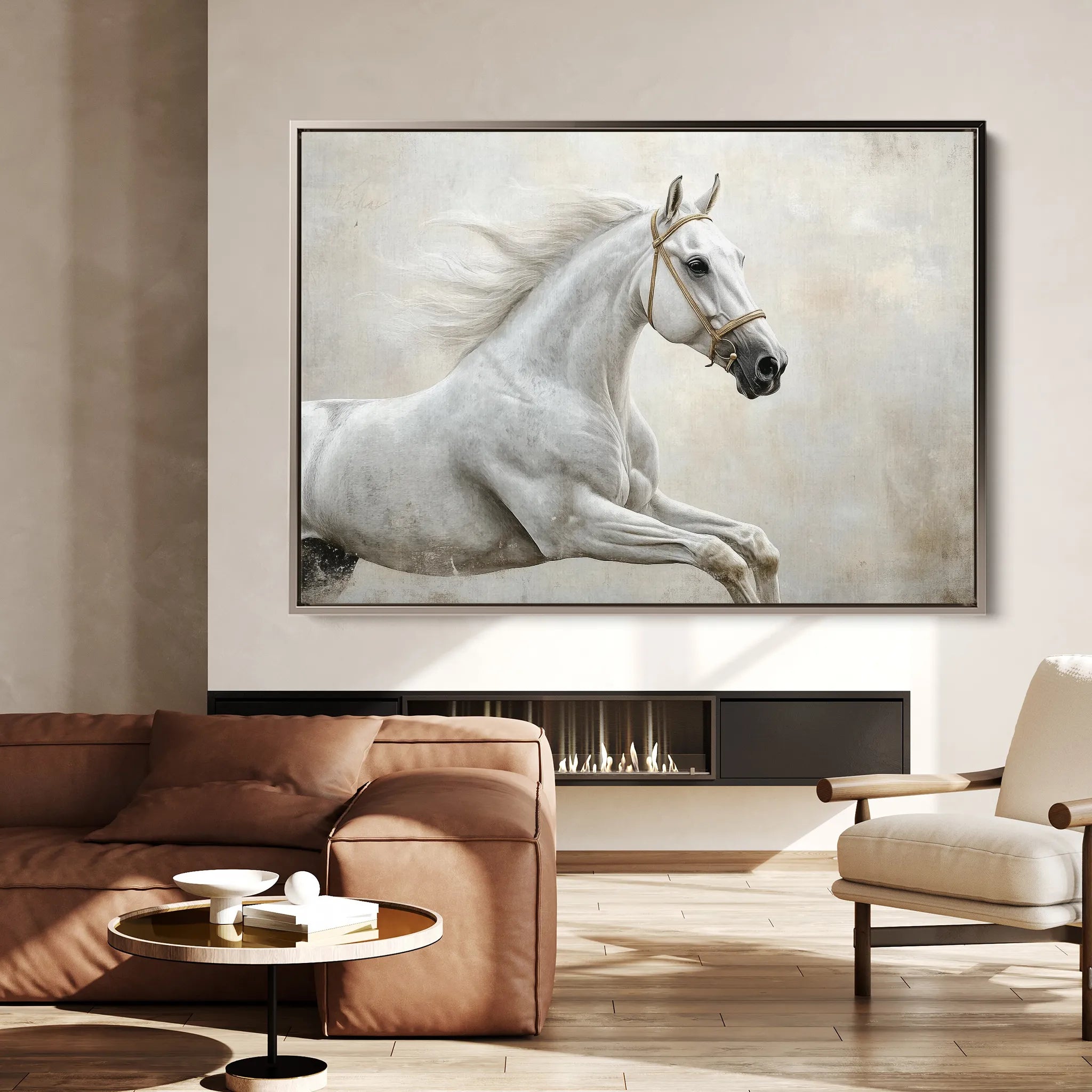 Horses 174 Canvas Art 18" x 24" / 45 x 60 cm / Black