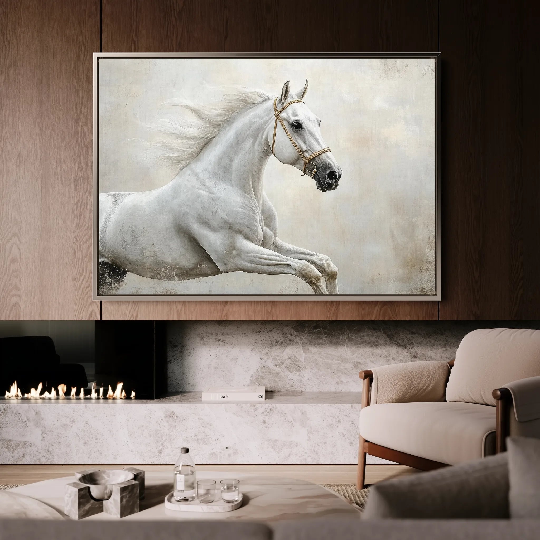Horses 174 Canvas Art 18" x 24" / 45 x 60 cm / Black