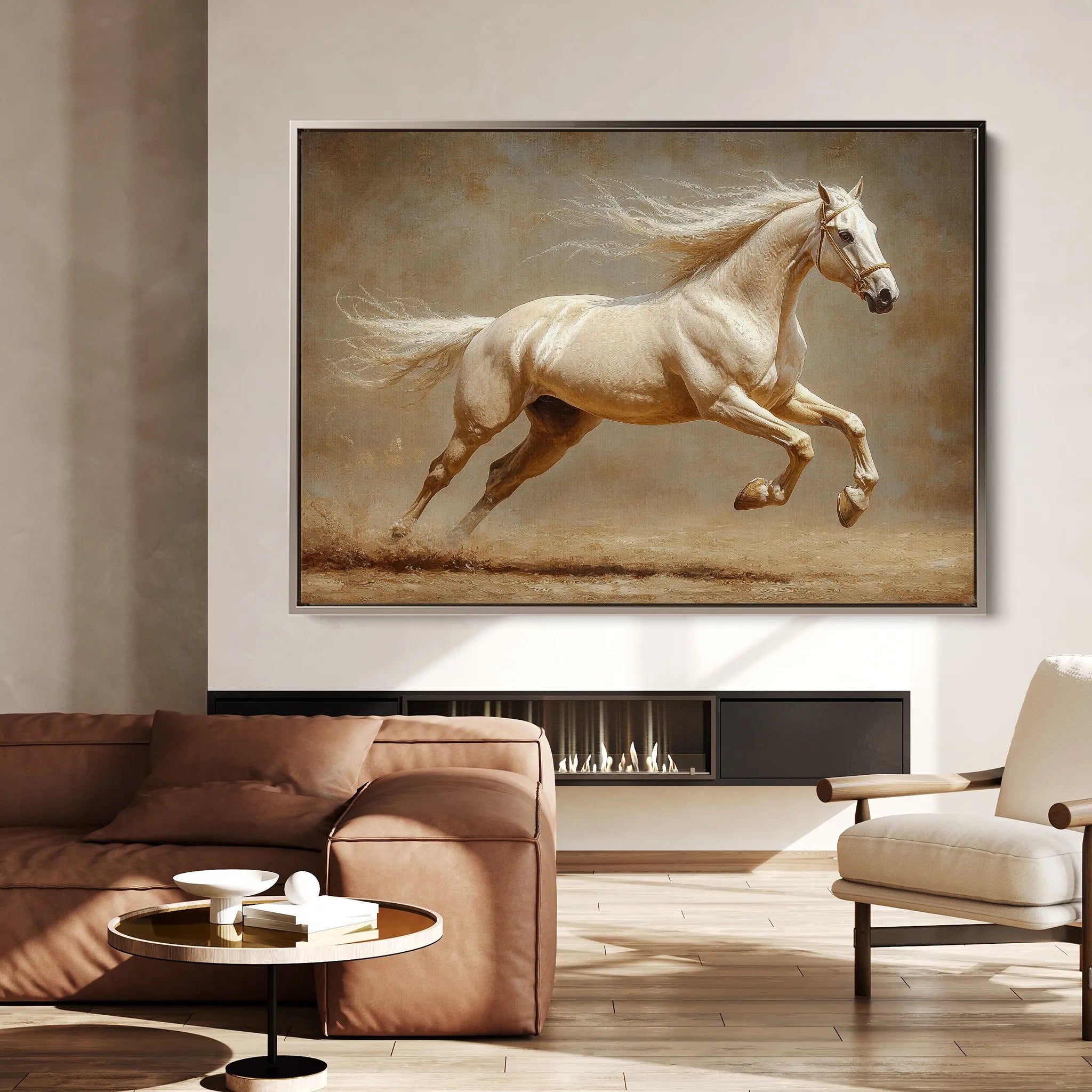 Horses 175 Canvas Art 18" x 24" / 45 x 60 cm / Black