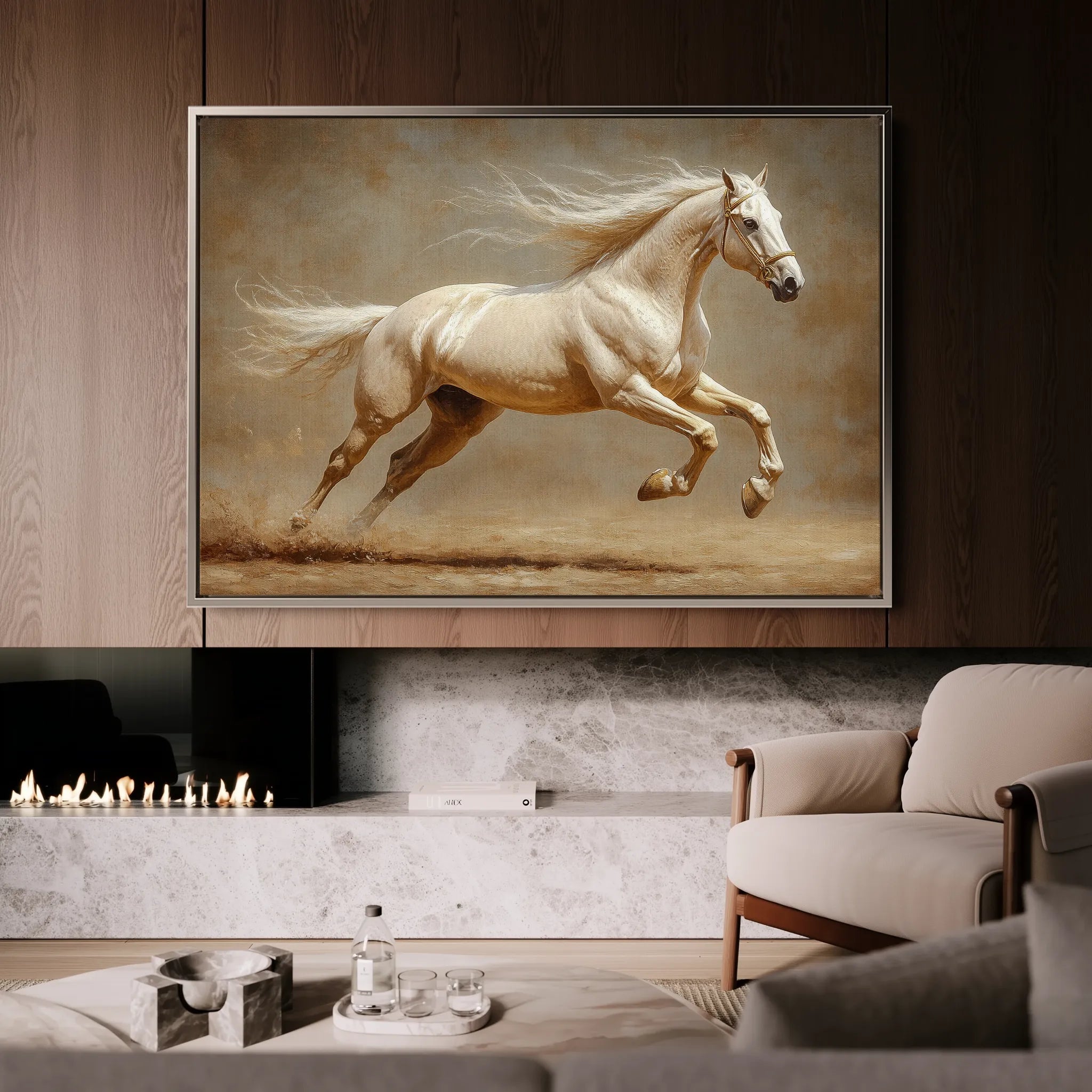 Horses 175 Canvas Art 18" x 24" / 45 x 60 cm / Black