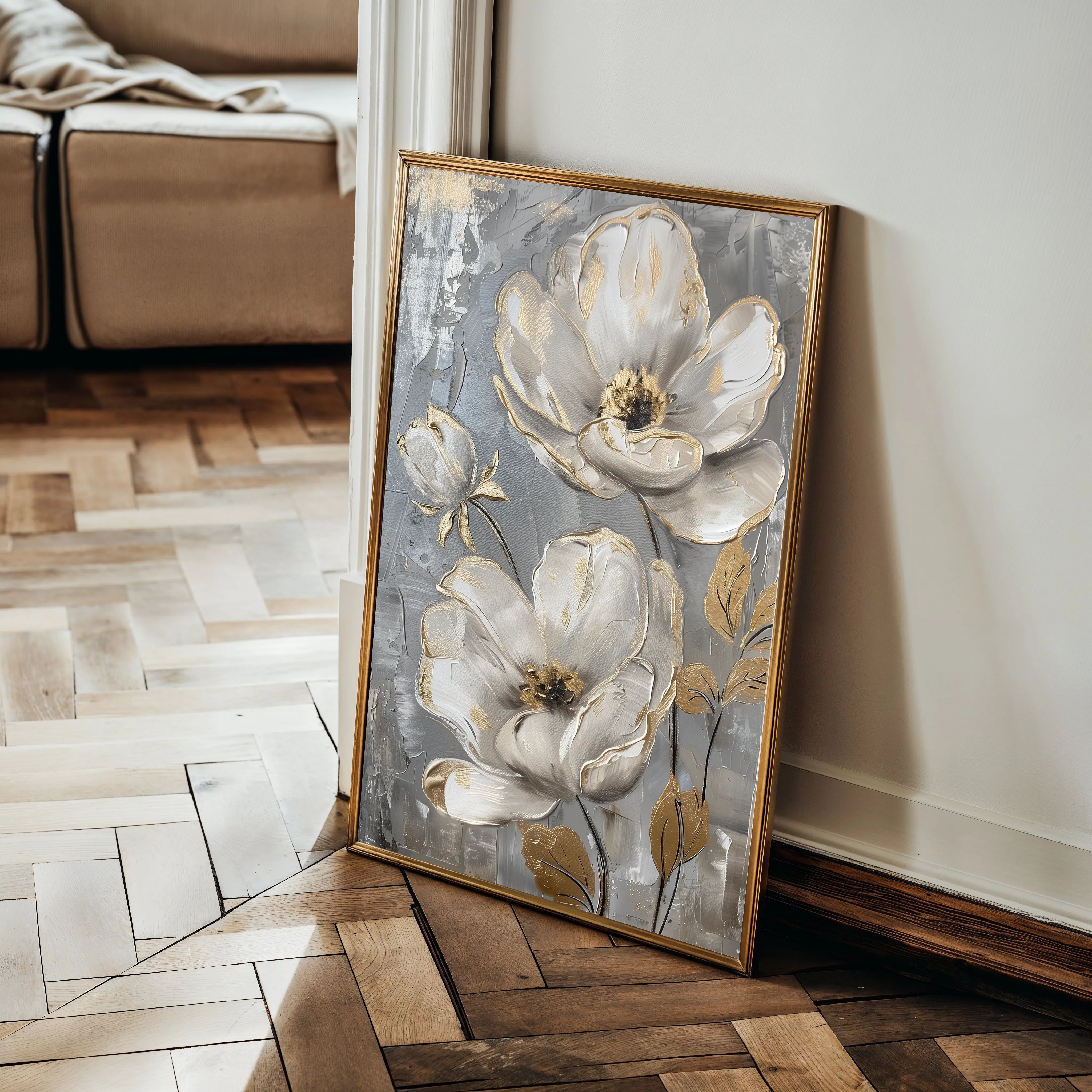 Floral 176 Canvas Art 18" x 24" / 45 x 60 cm / Black