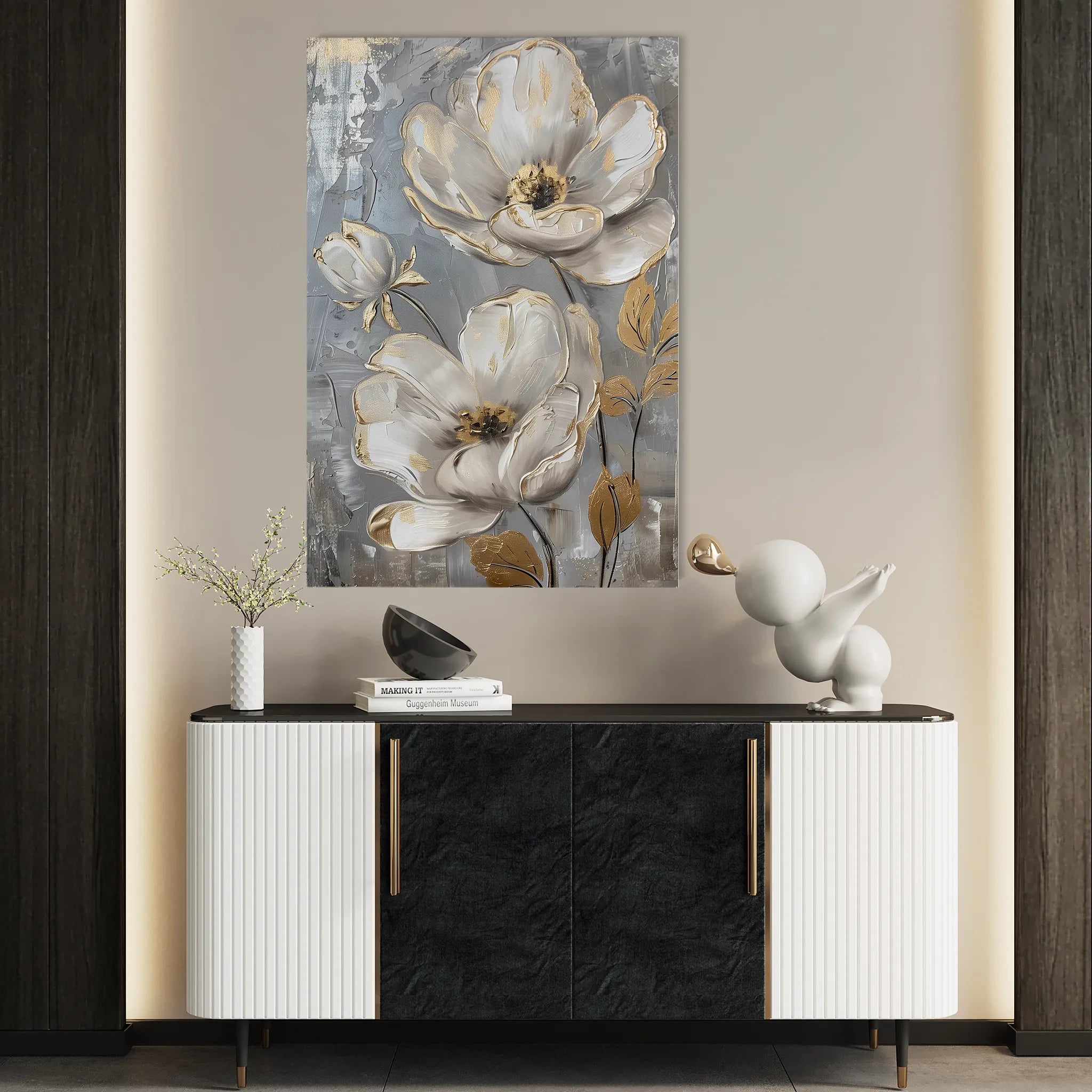 Floral 176 Canvas Art 18" x 24" / 45 x 60 cm / Black