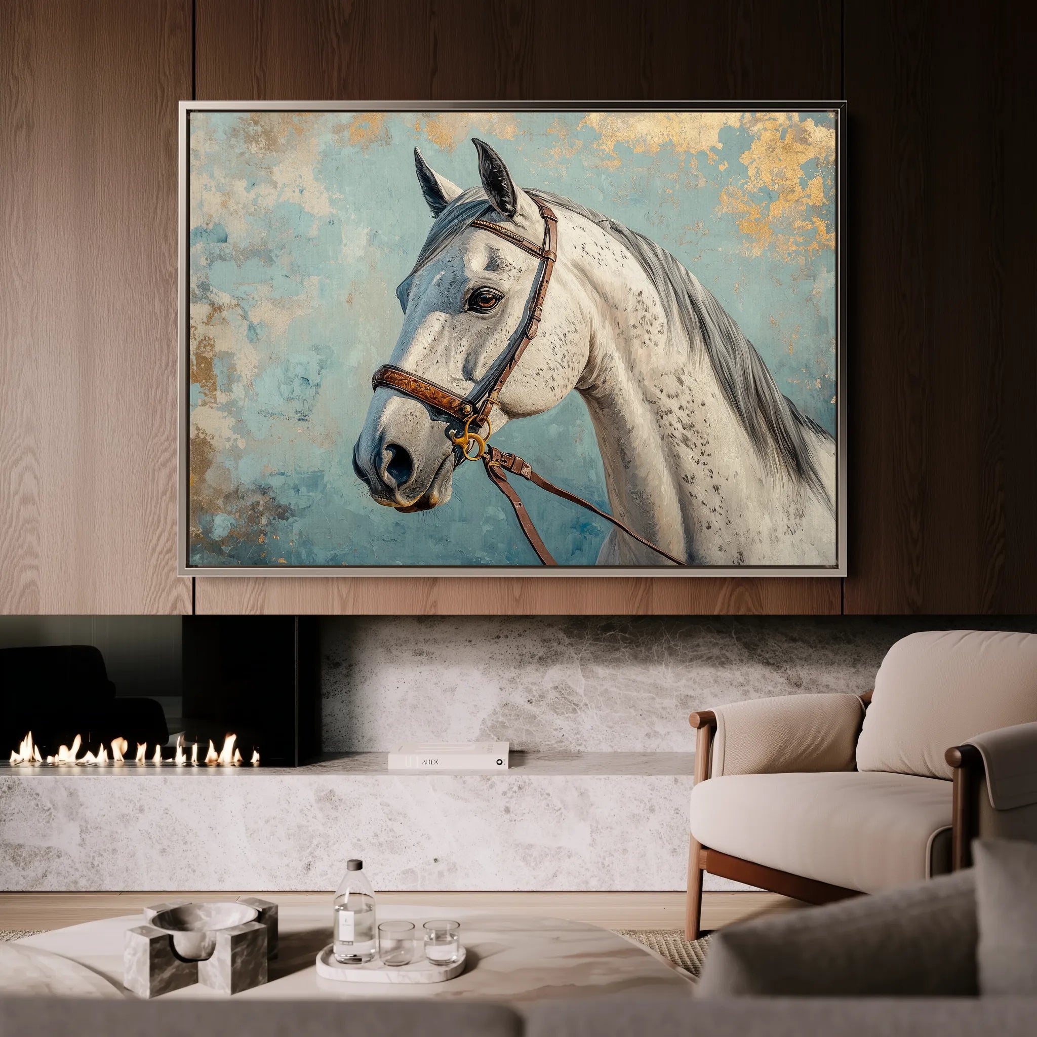 Horses 176 Canvas Art 18" x 24" / 45 x 60 cm / Black