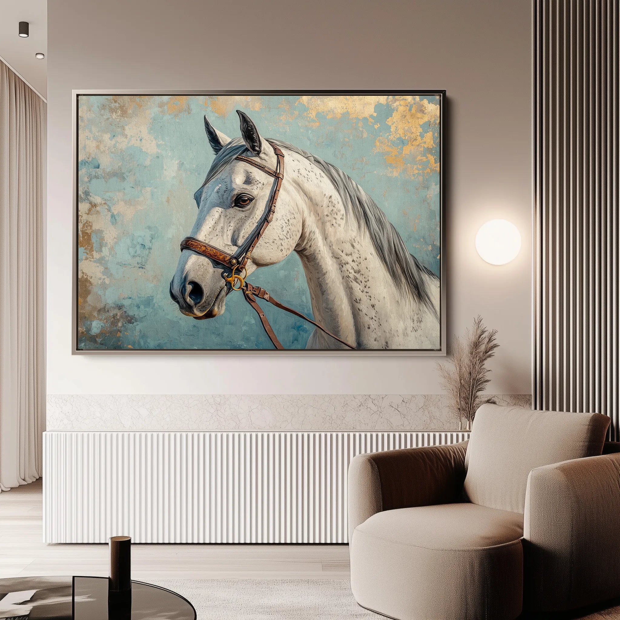 Horses 176 Canvas Art 18" x 24" / 45 x 60 cm / Black