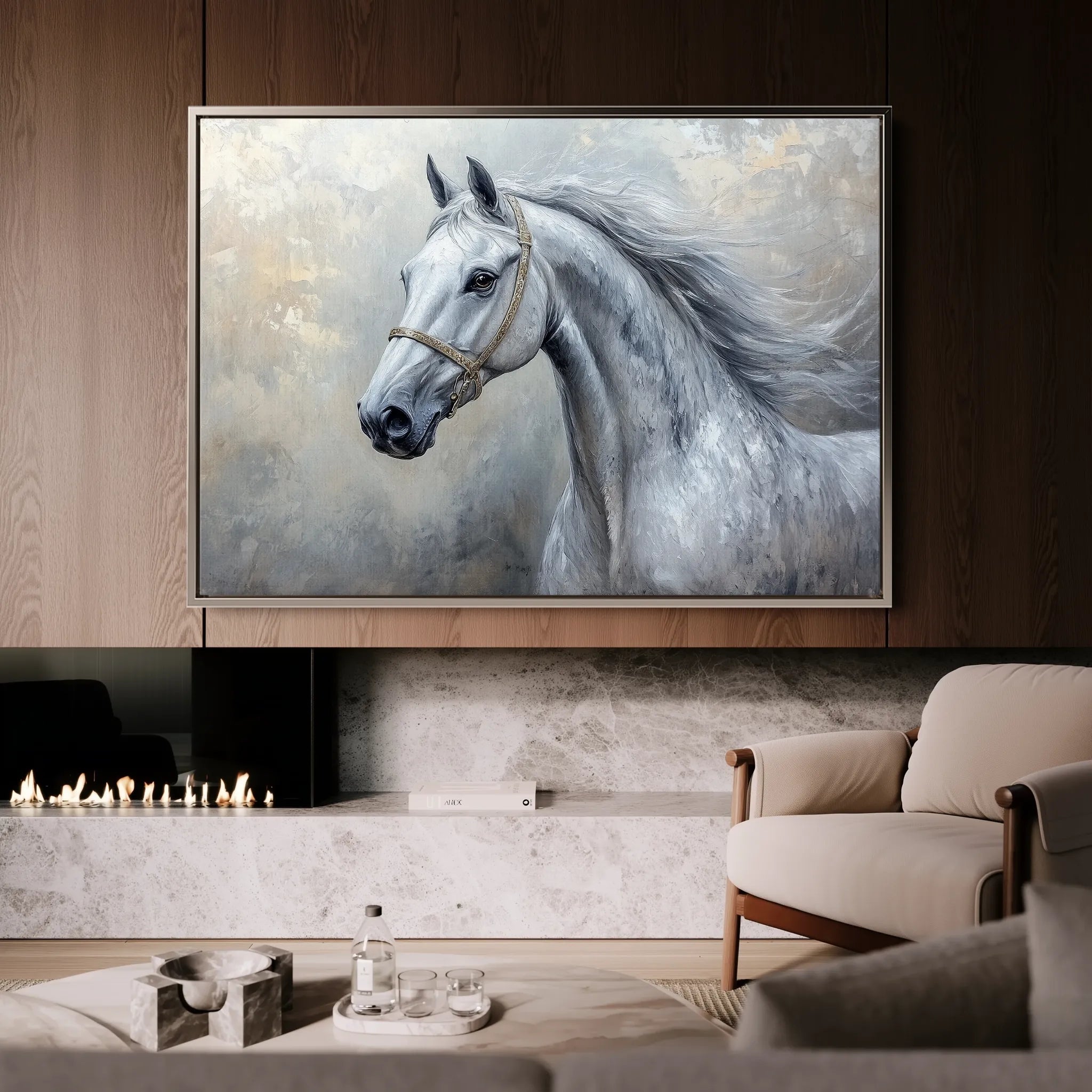 Horses 178 Canvas Art 18" x 24" / 45 x 60 cm / Black