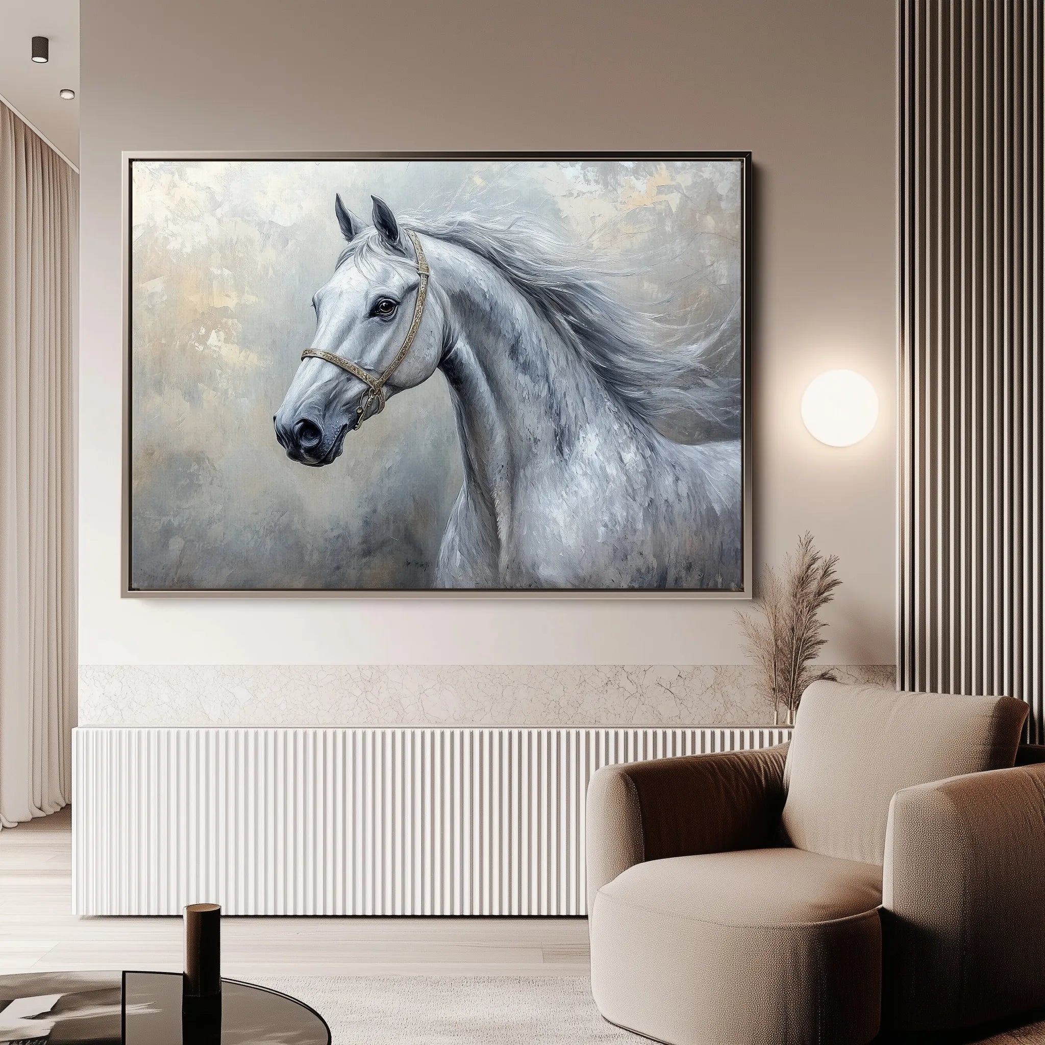 Horses 178 Canvas Art 18" x 24" / 45 x 60 cm / Black