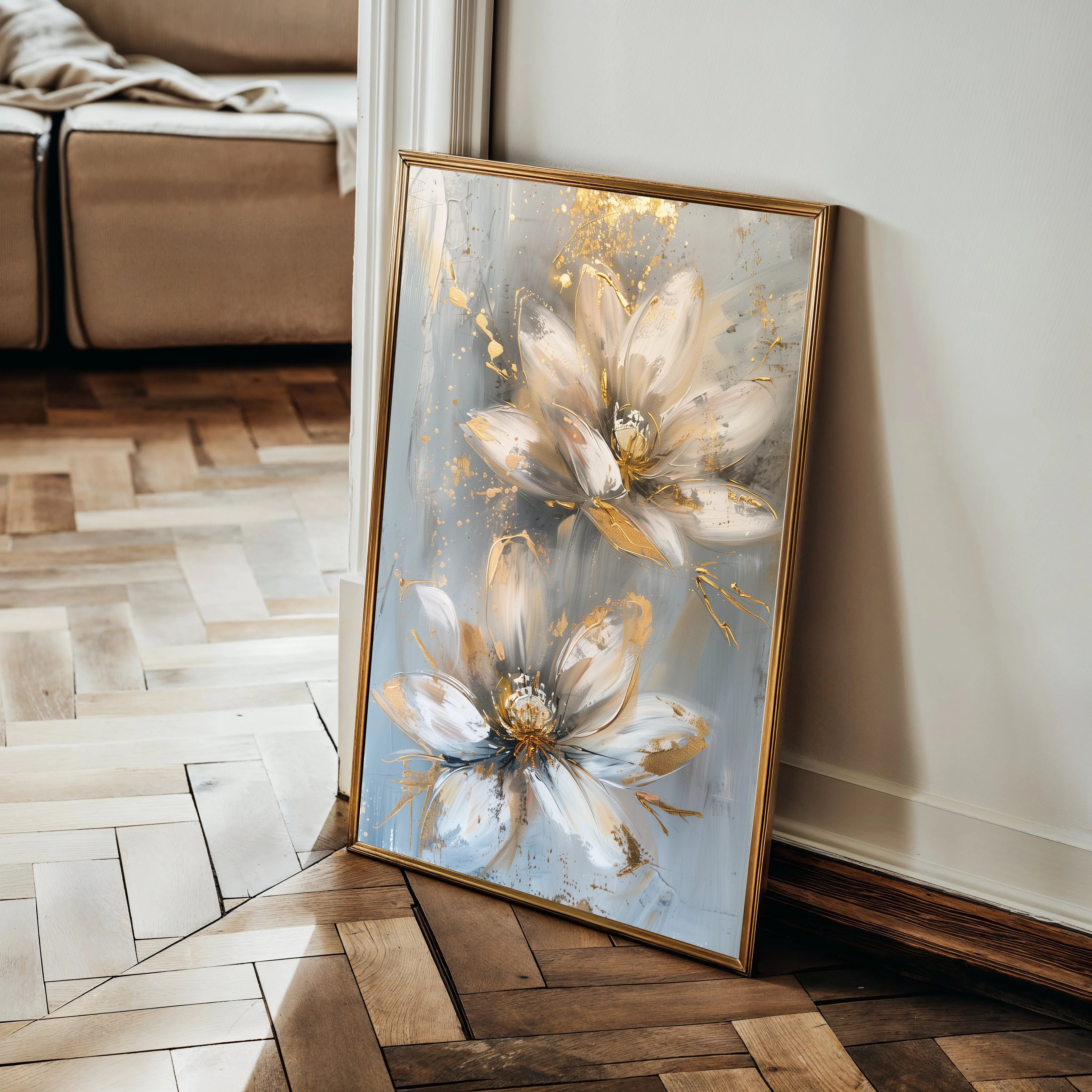 Floral 180 Canvas Art 18" x 24" / 45 x 60 cm / Black