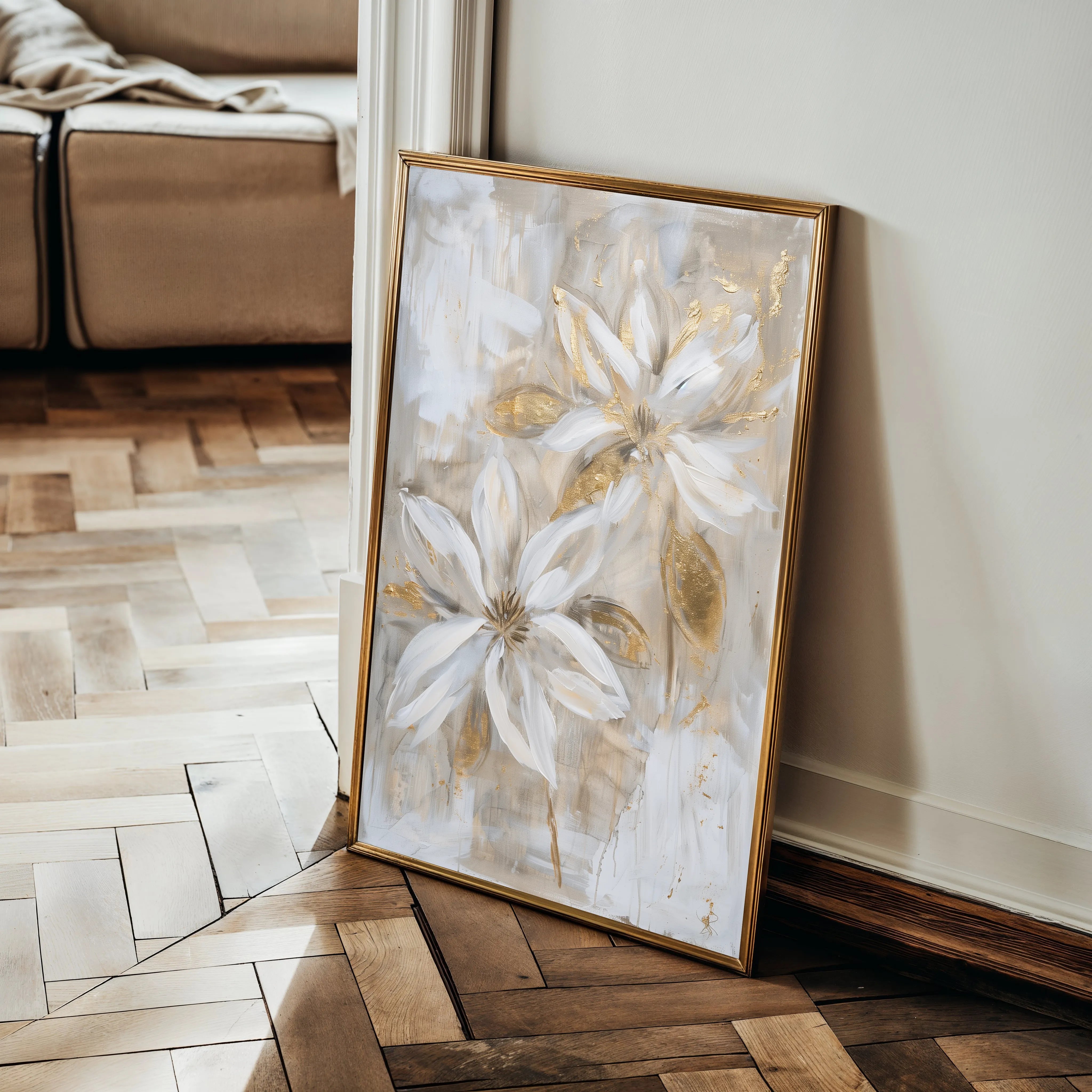 Floral 181 Canvas Art 18" x 24" / 45 x 60 cm / Black