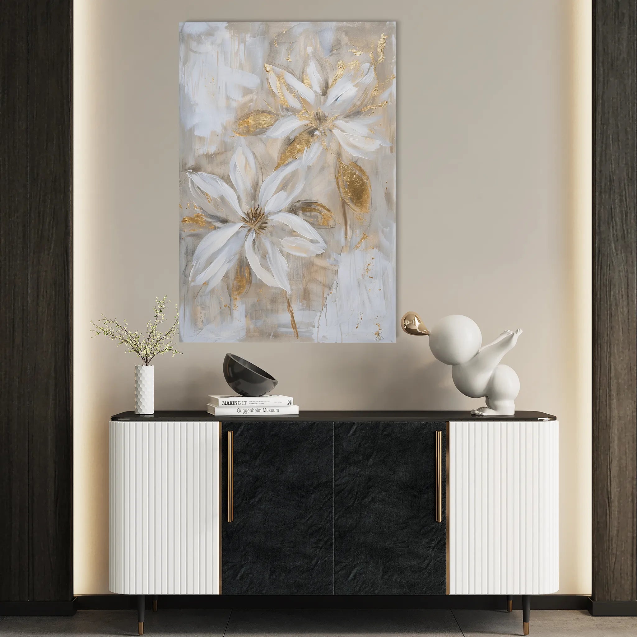 Floral 181 Canvas Art 18" x 24" / 45 x 60 cm / Black