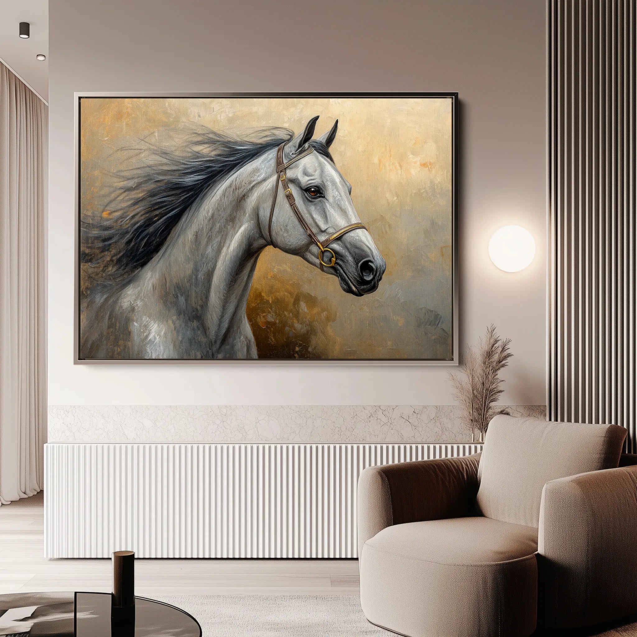 Horses 181 Canvas Art 18" x 24" / 45 x 60 cm / Black