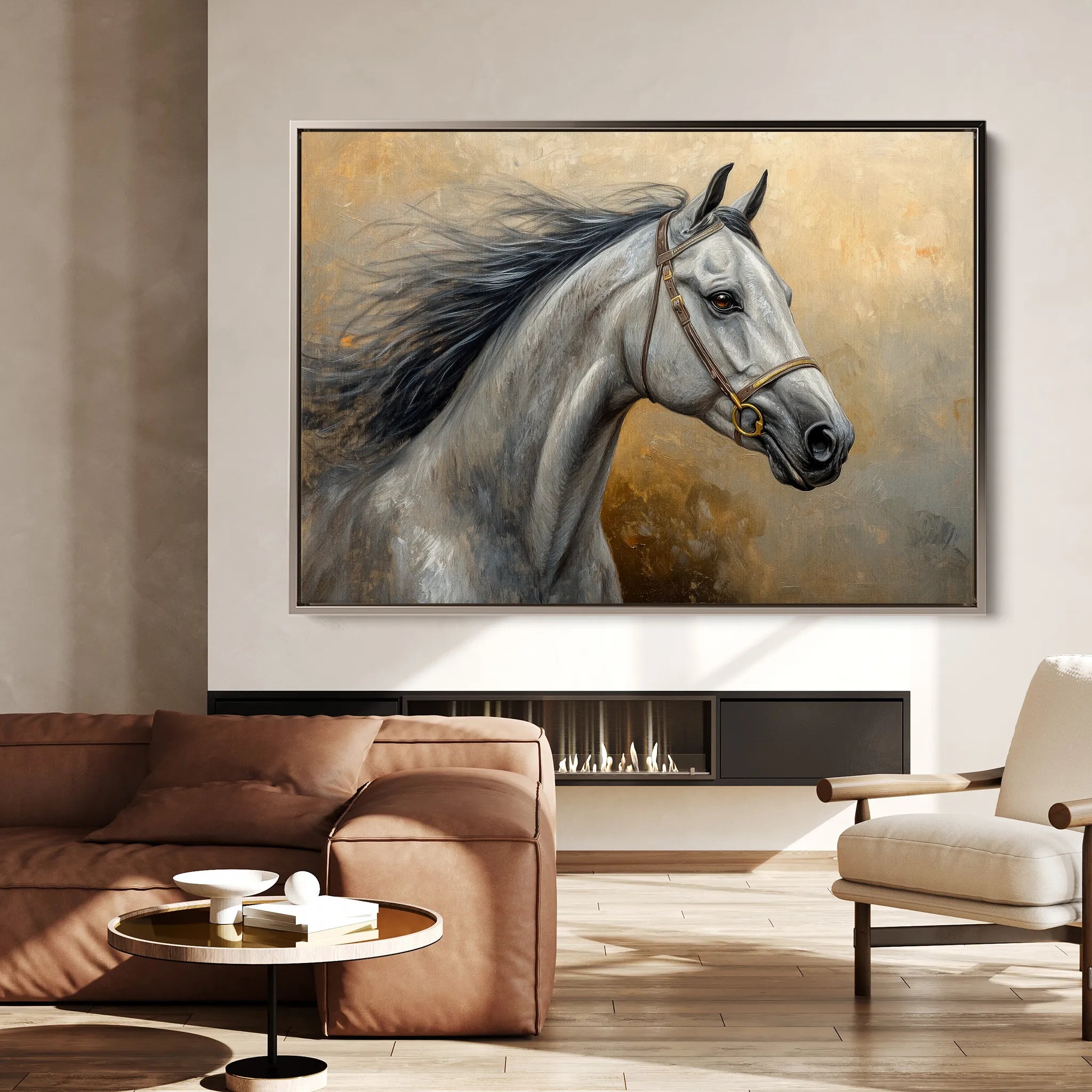 Horses 181 Canvas Art 18" x 24" / 45 x 60 cm / Black