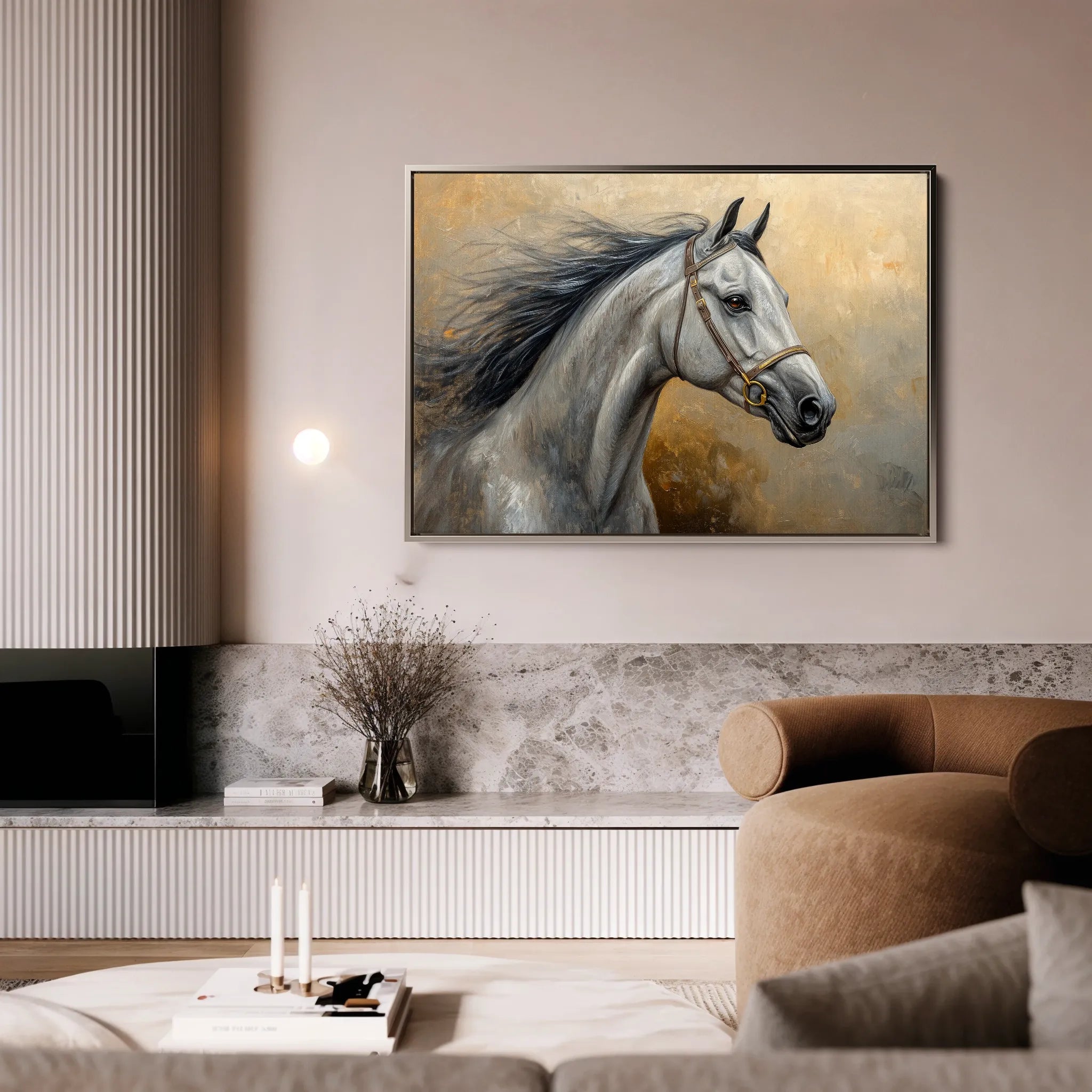 Horses 181 Canvas Art 18" x 24" / 45 x 60 cm / Black