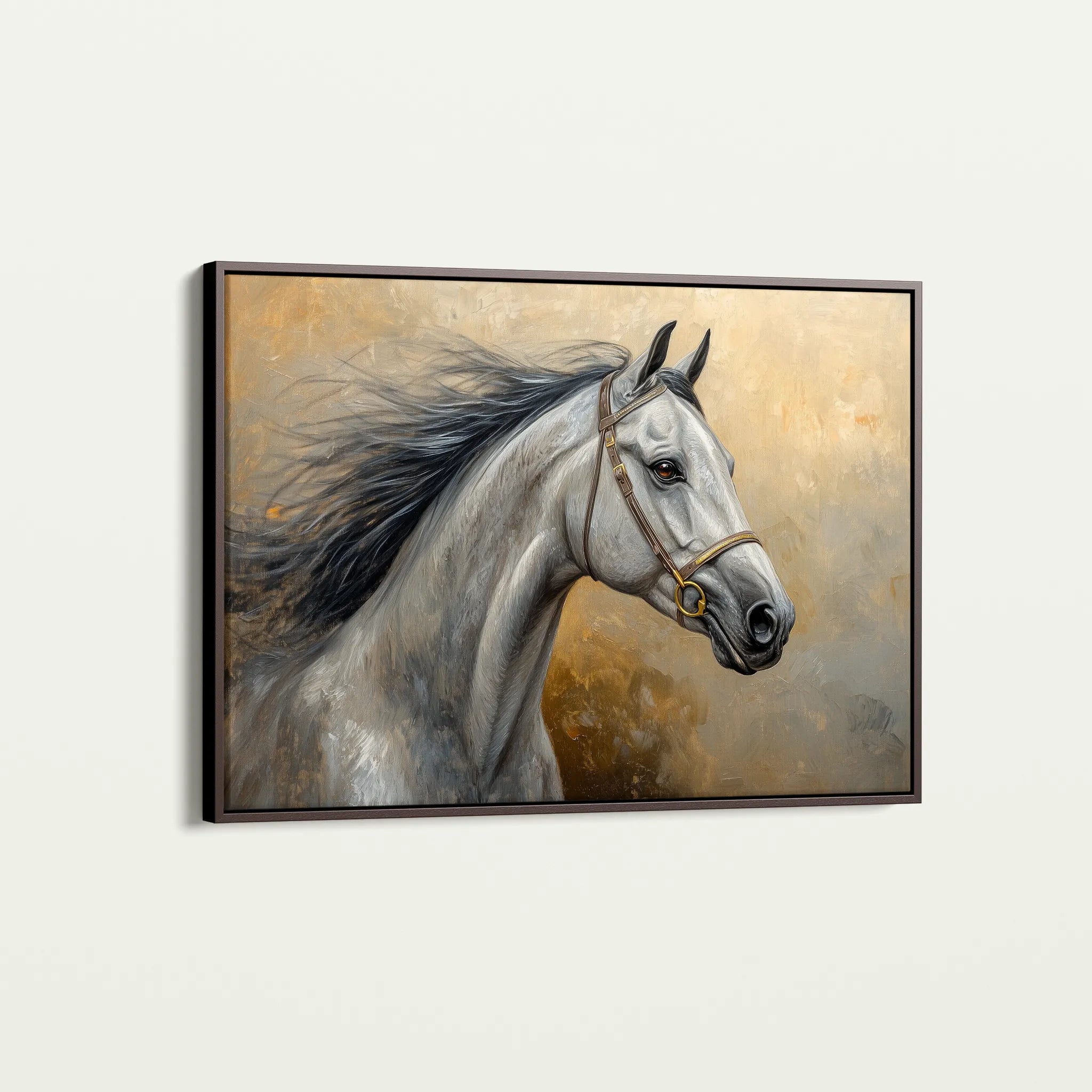 Horses 181 Canvas Art 18" x 24" / 45 x 60 cm / Black