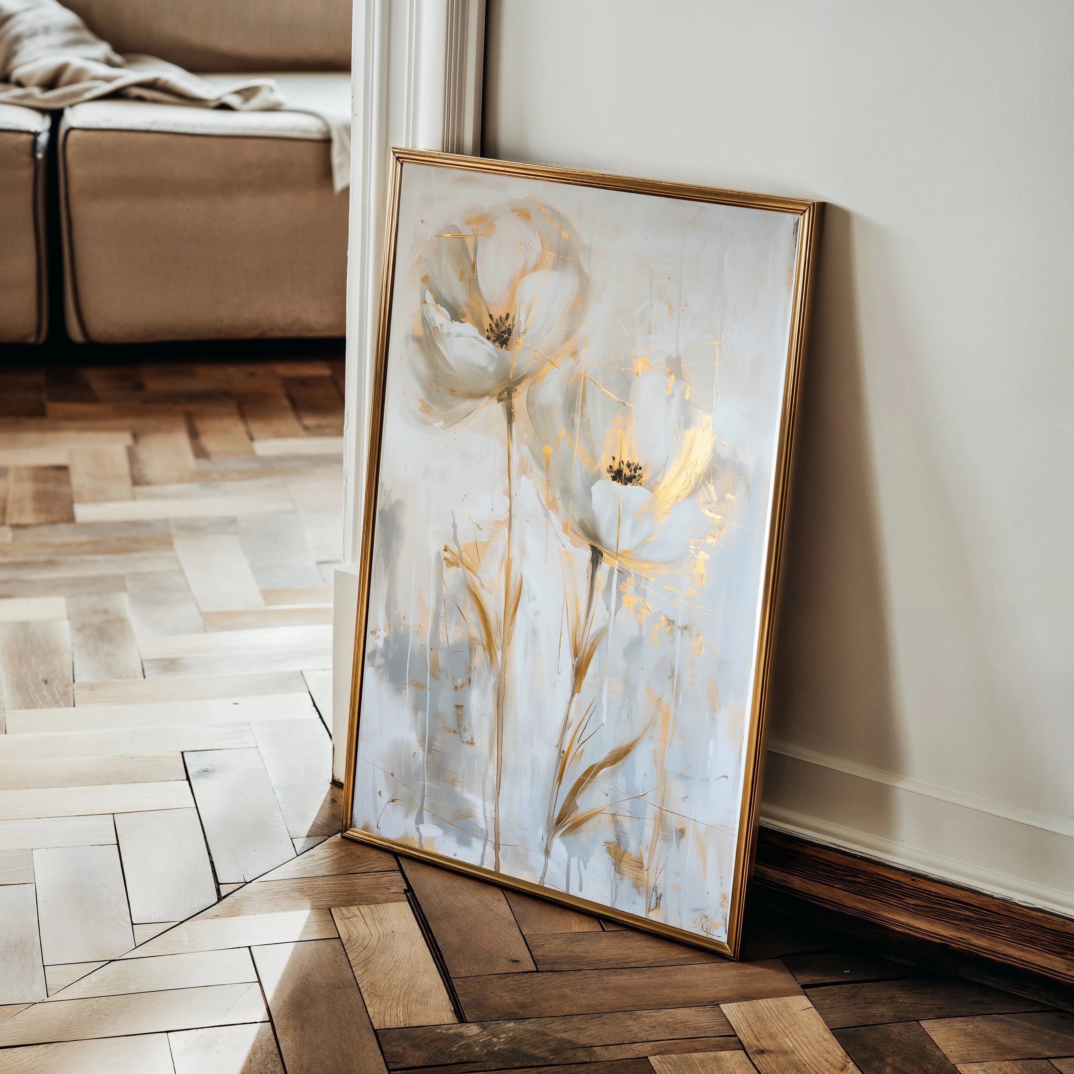 Floral 182 Canvas Art 18" x 24" / 45 x 60 cm / Black
