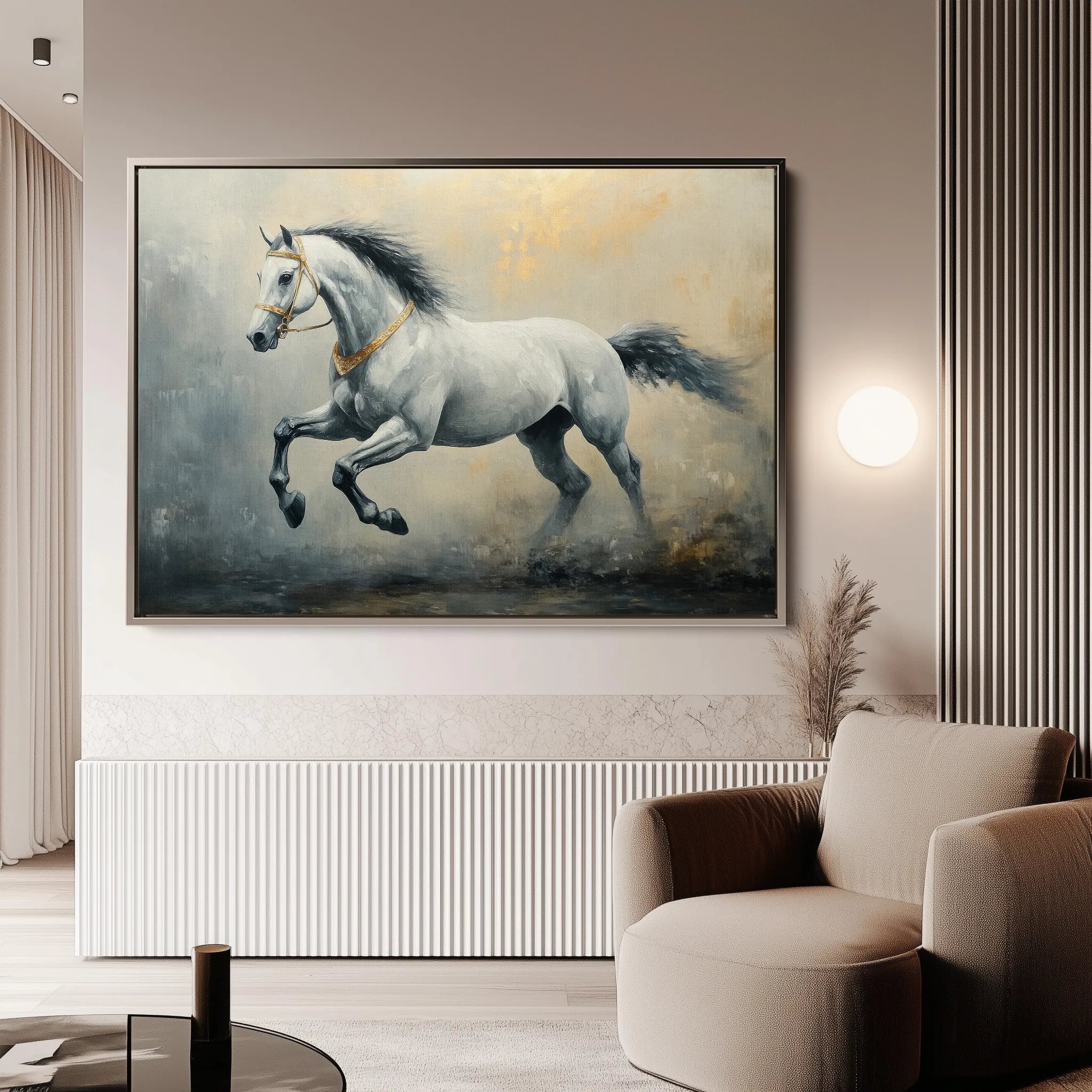 Horses 182 Canvas Art 18" x 24" / 45 x 60 cm / Black